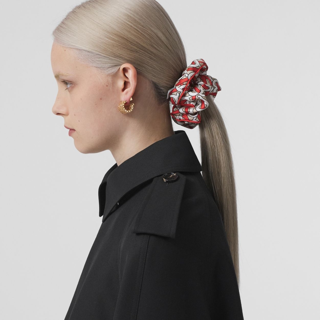 Monogram Print Silk Twill Scrunchie - 3