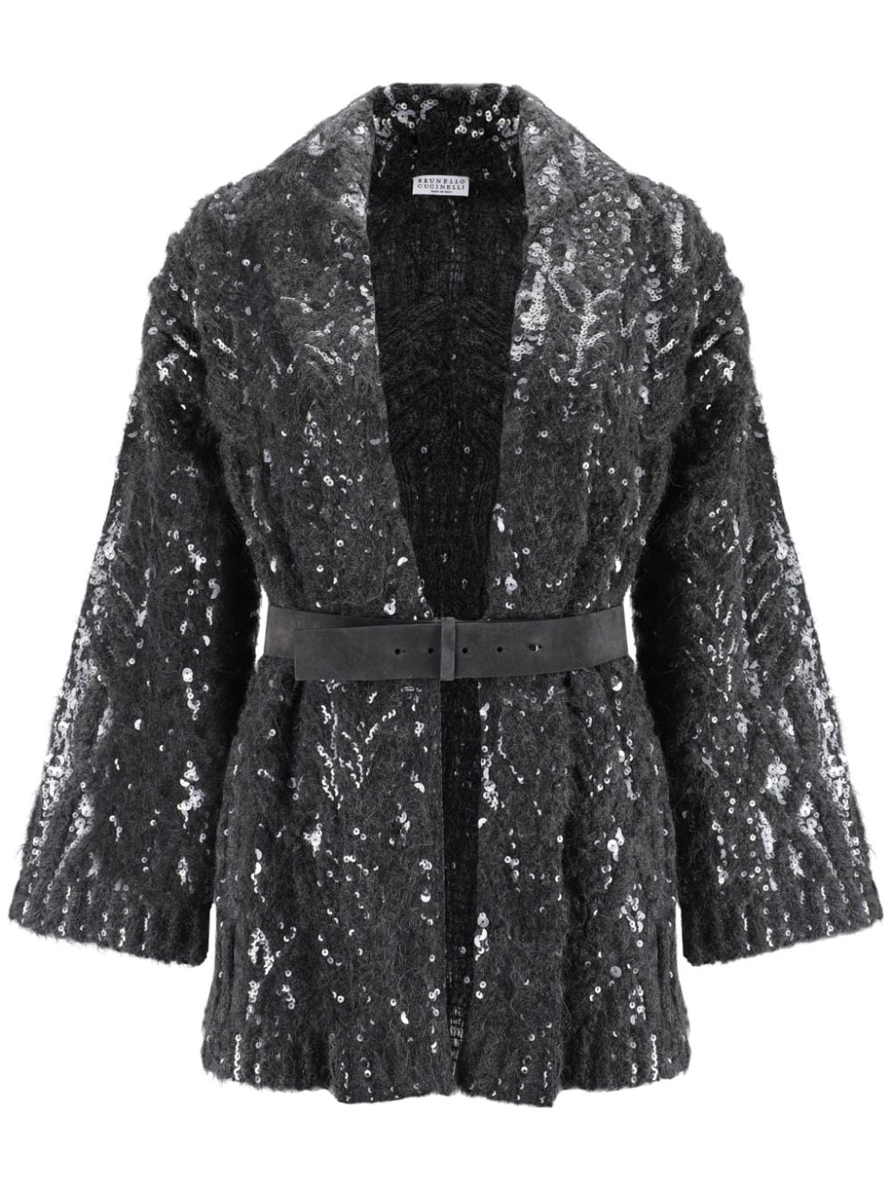 sequin belted jacket - 1