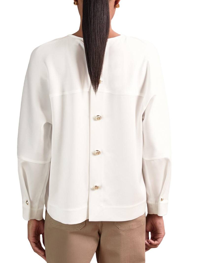 Women's Natalia Satin Button-Back Top - Ivory 4