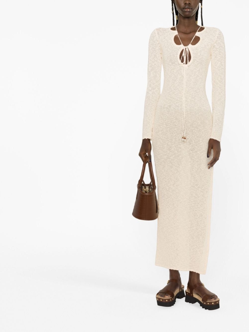 cut-out bouclé dress - 4