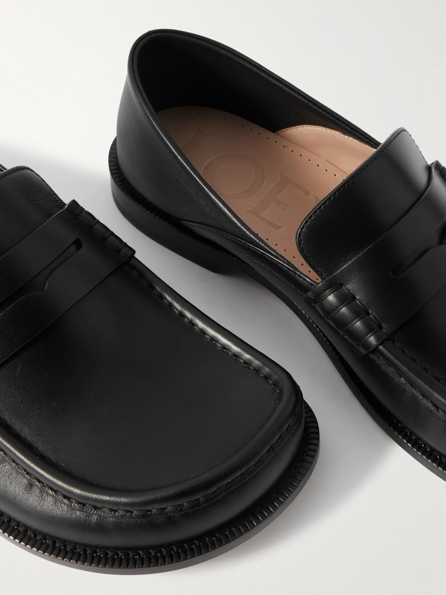 Campo Collapsible-Heel Leather Penny Loafers Black - 5