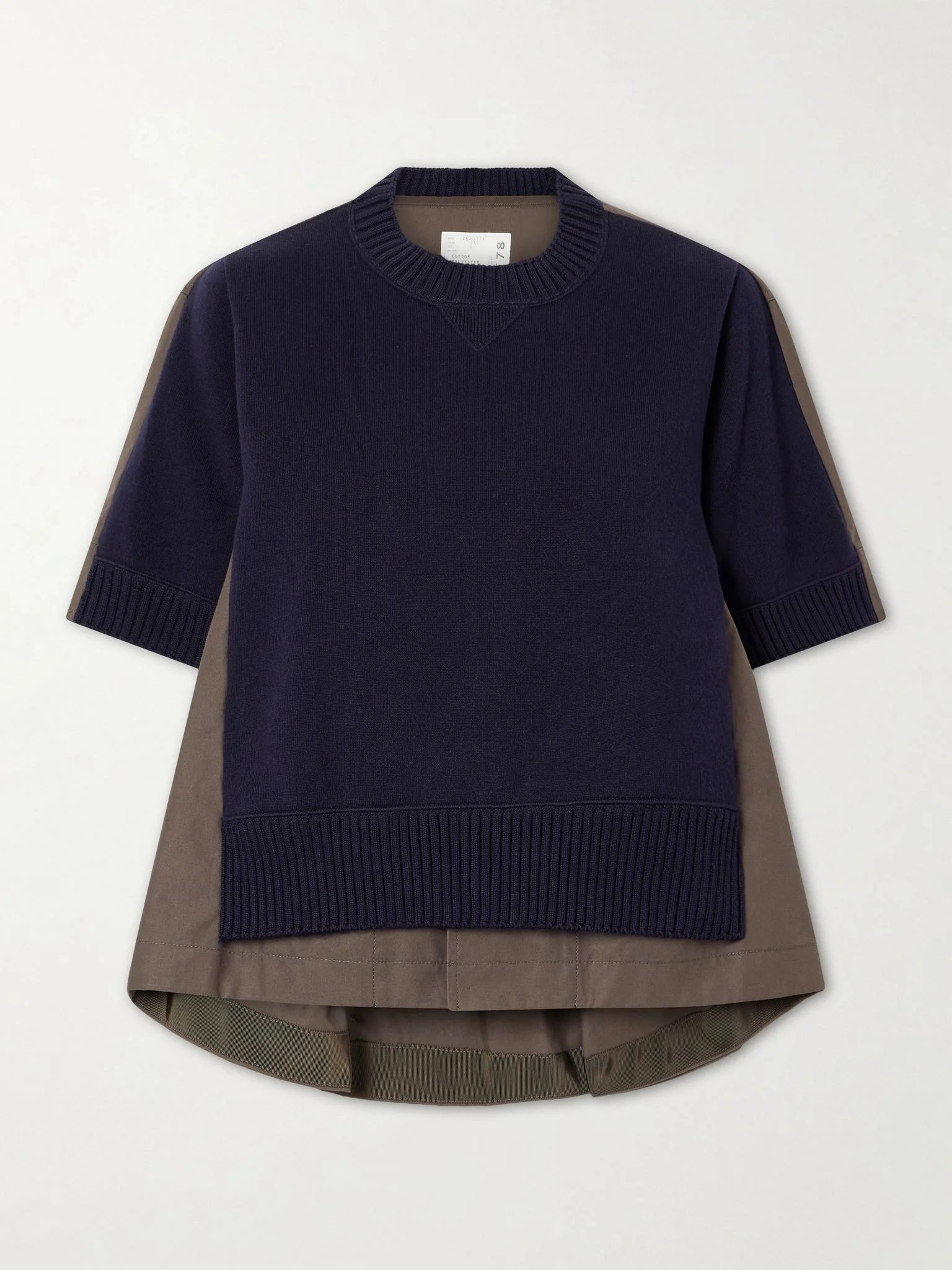 Layered shell-trimmed cotton and cashmere-blend T-shirt Multi - 1