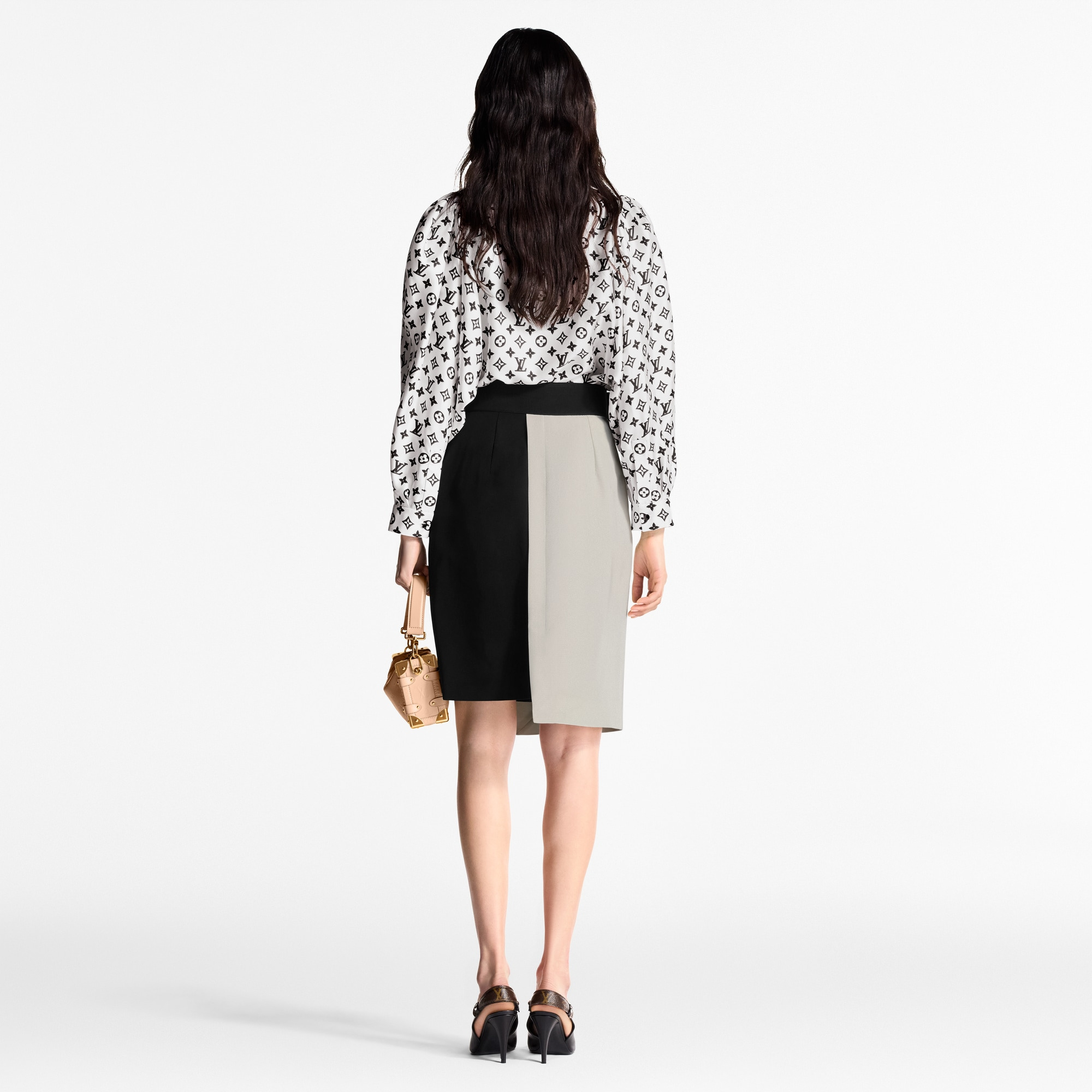 Asymmetrical Color-Blocked Skirt - 2