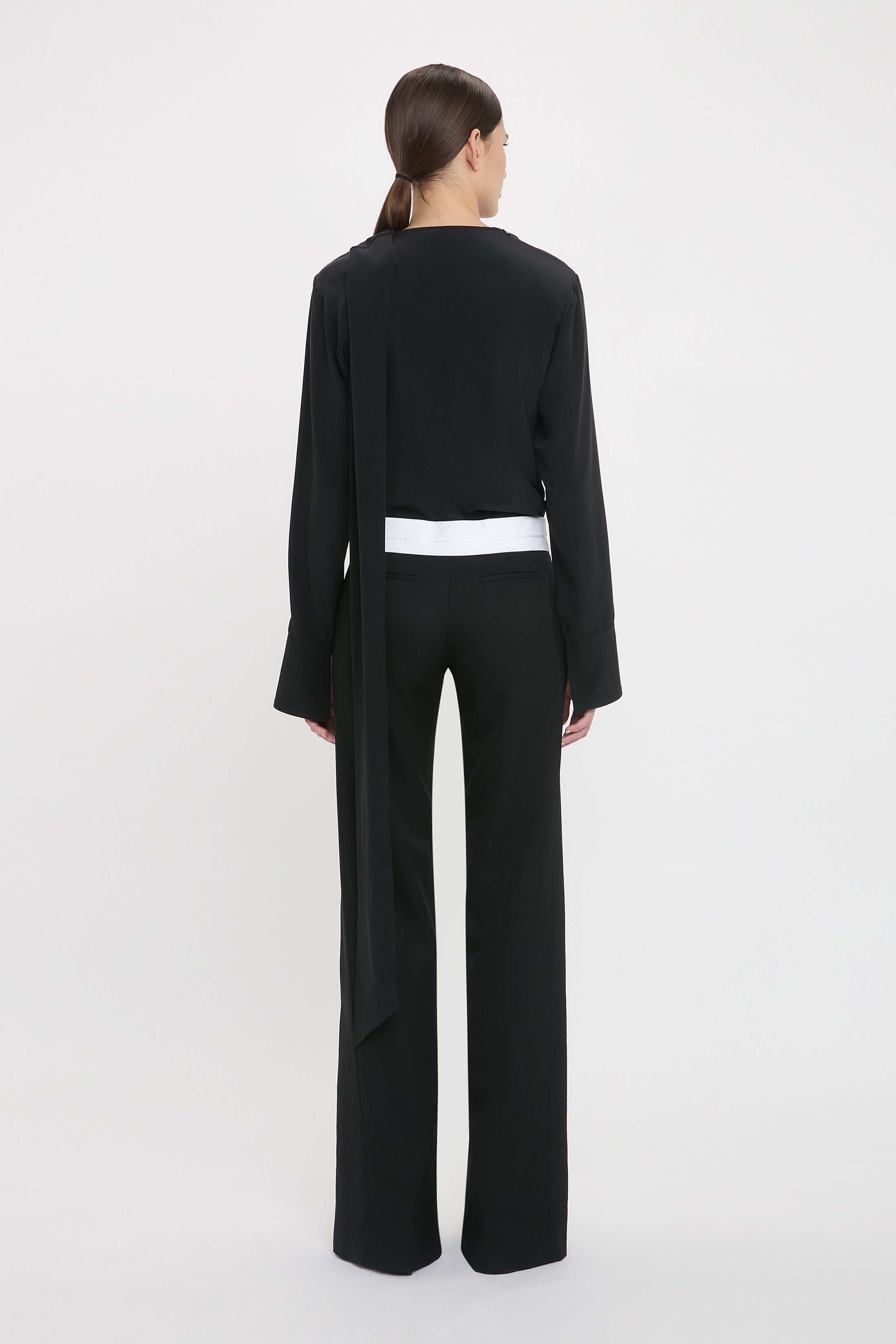 Exposed Waistband Trouser In Black - 4