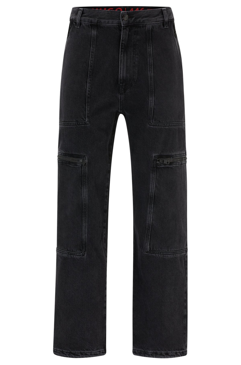 LOOSE-FIT JEANS IN BLACK DENIM WITH ADJUSTABLE HEMS 1