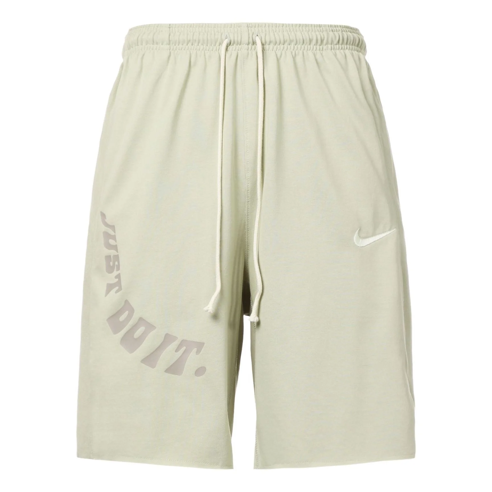 Men's Nike Logo Embroidered Alphabet Printing Elastic Waistband Straight Casual Shorts Light Stone G - 1