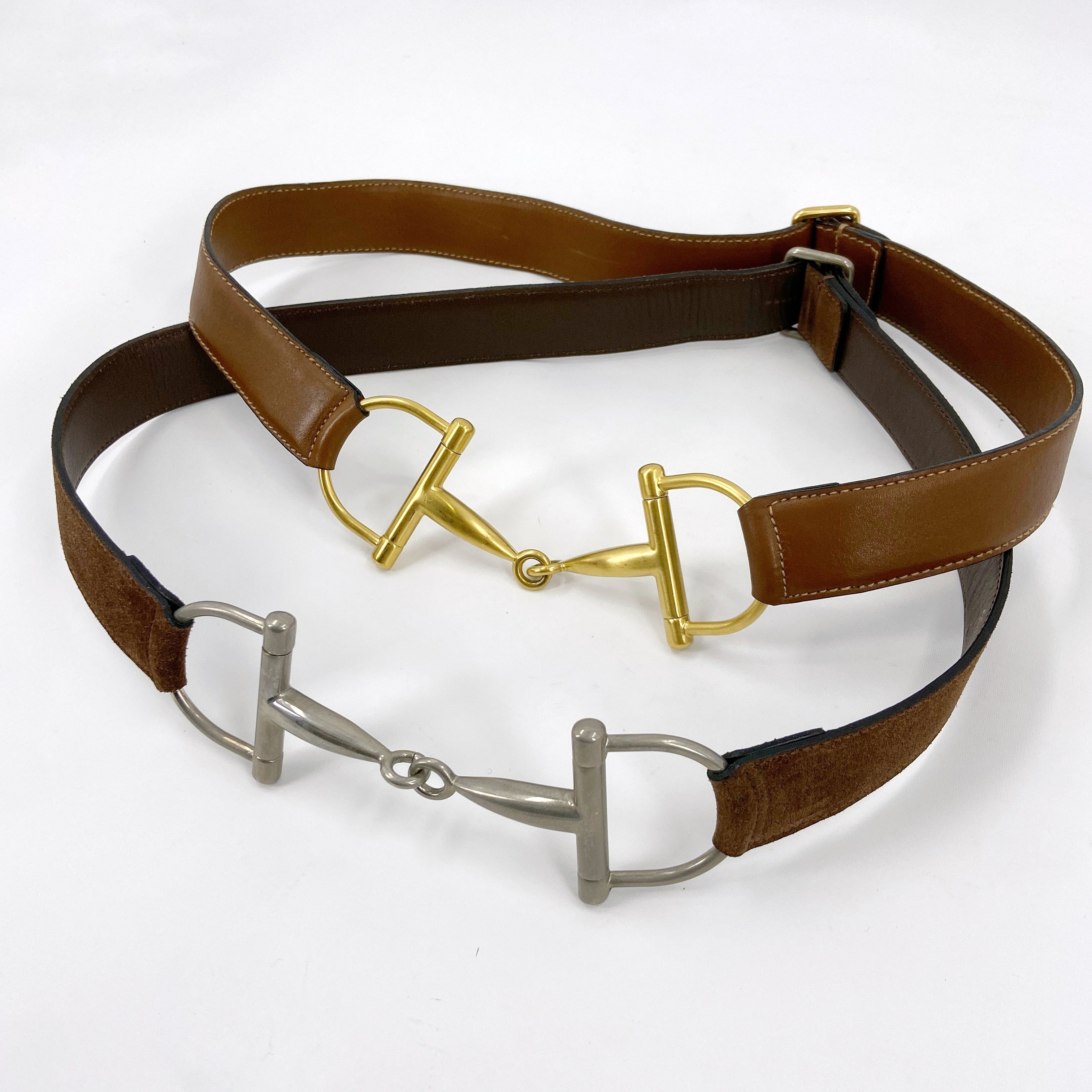 Gucci Fall 1995 Tom Ford Gold Horsebit Brown Leather Belt 30 - 8