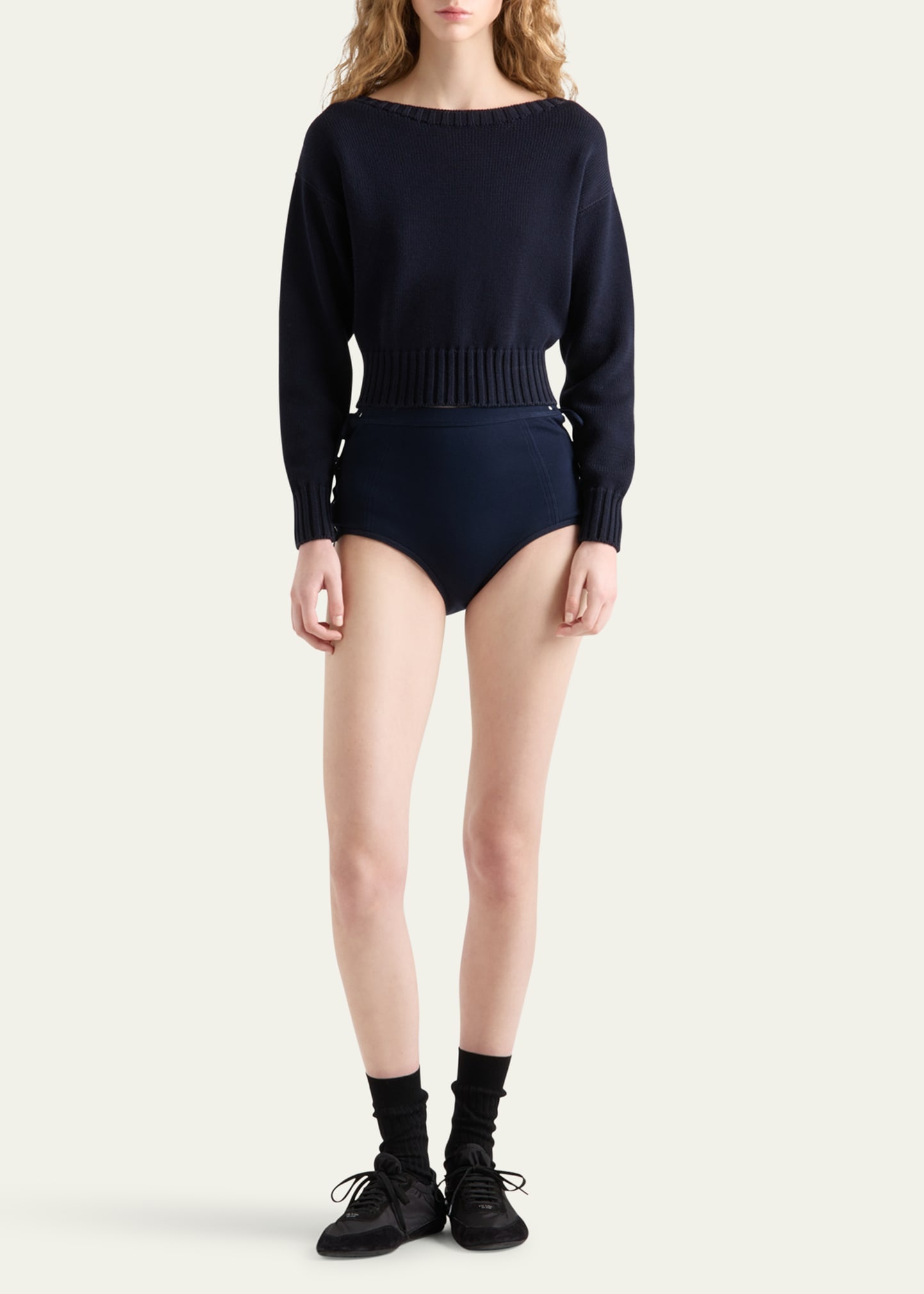 Boat Neck Knit Balloon Sweater - 2