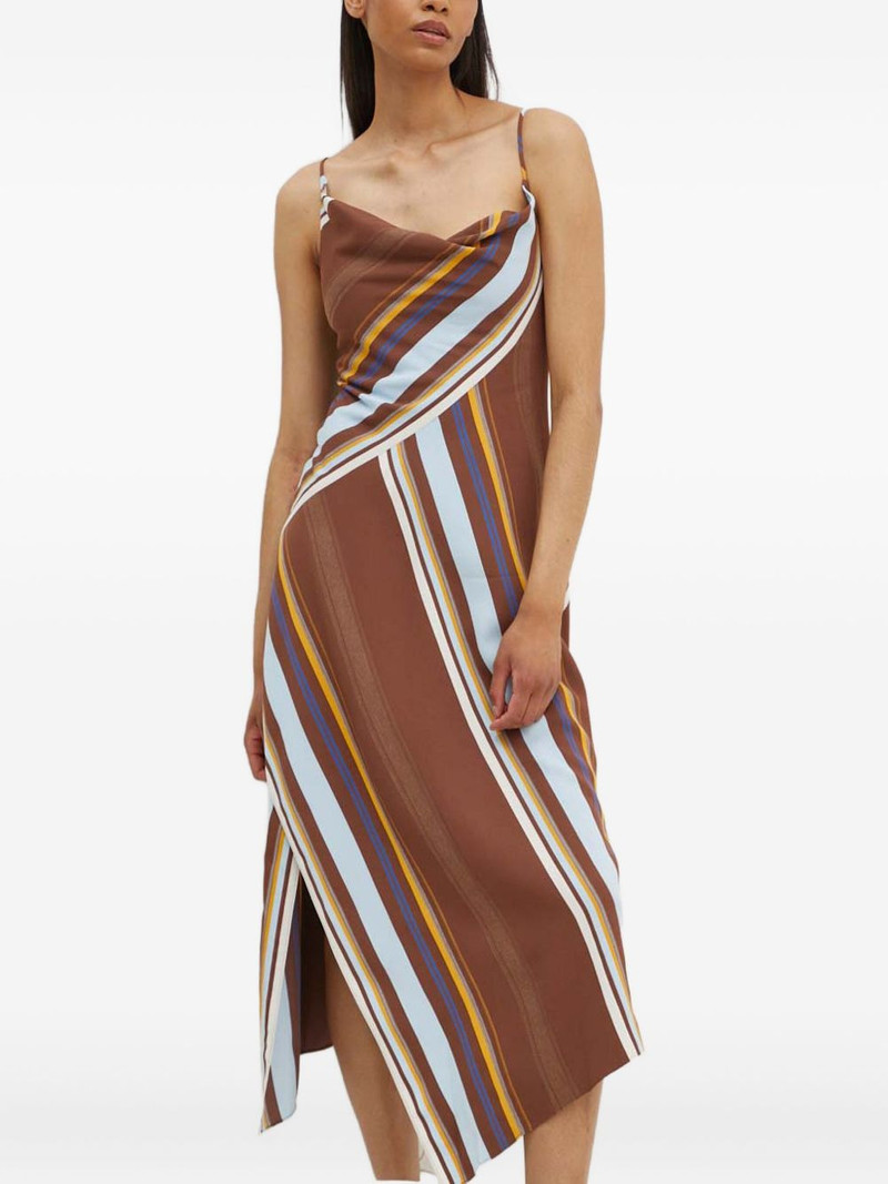 Lauren cowl-neck striped dress 1