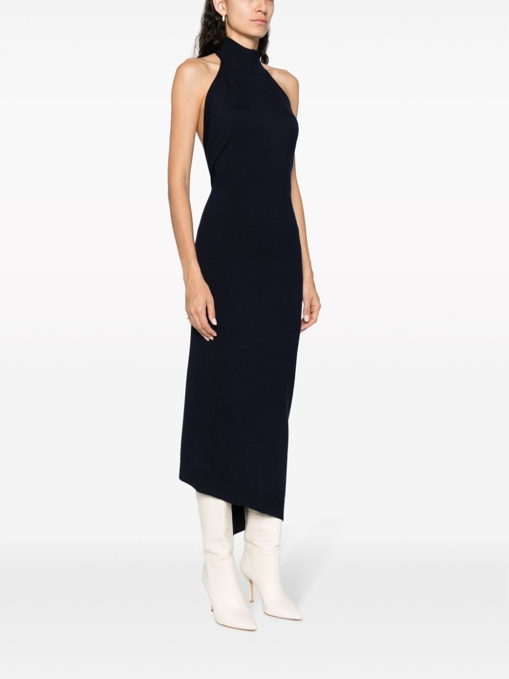 funnel-neck sleeveless ribbed-knit dress - 4