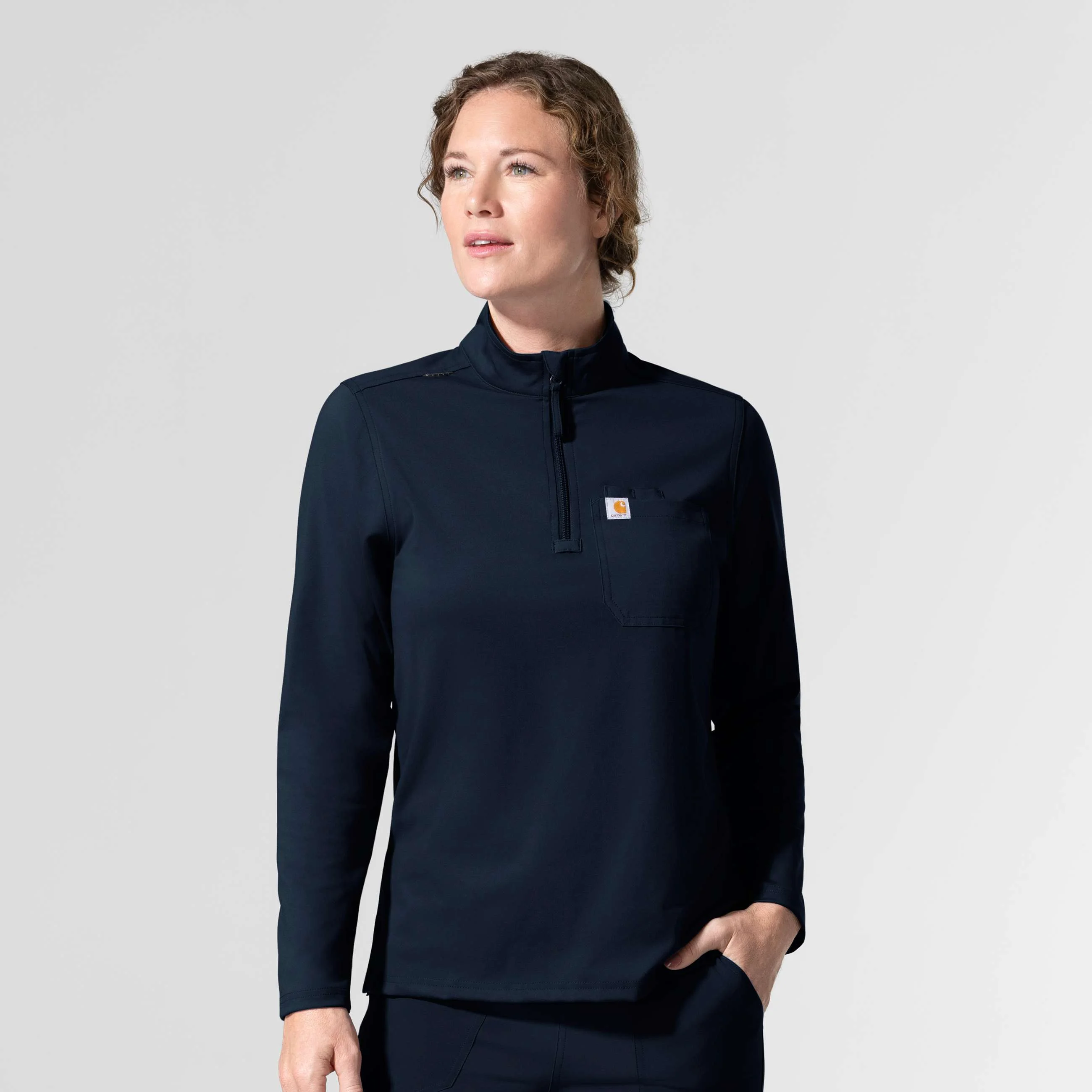 Women's Force Cross-Flex Knit Long Sleeve Quarter Zip Scrub Top - 1
