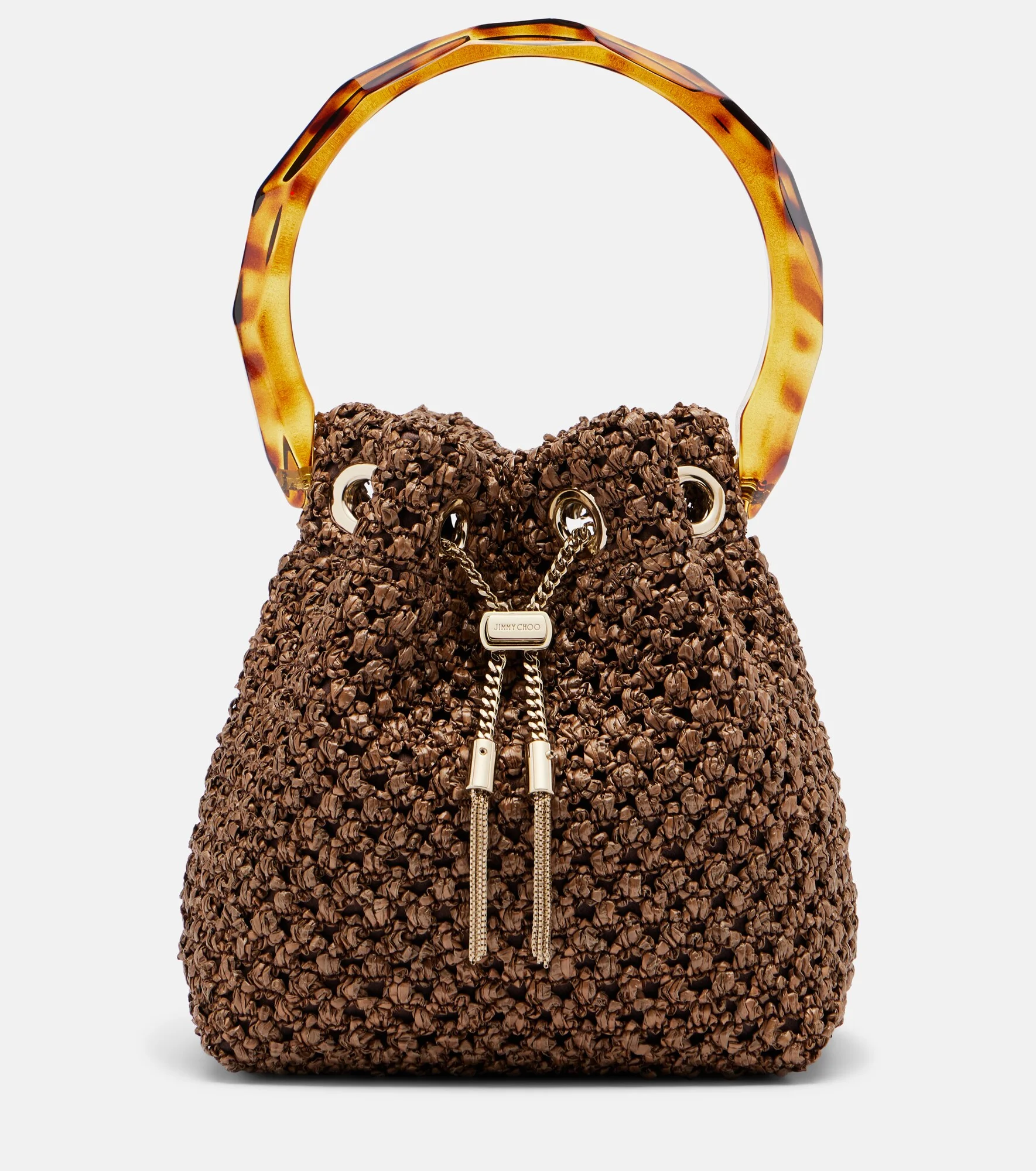 Bon Bon Small raffia-effect bucket bag - 1