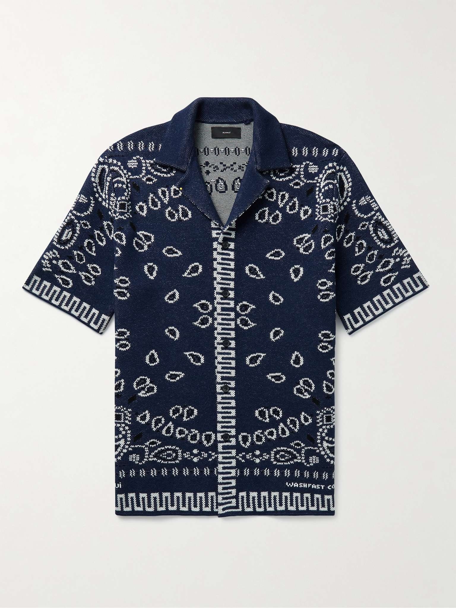 Camp-Collar Bandana-Jacquard Cotton Shirt - 1