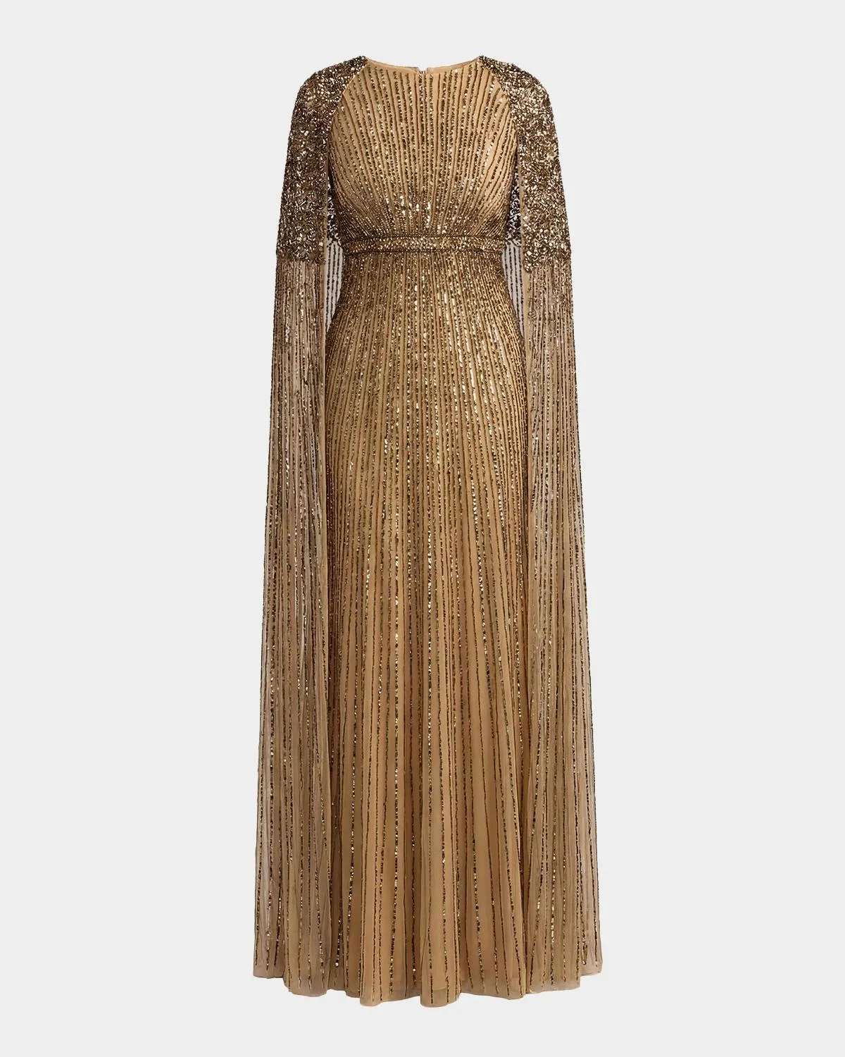 MAC DUGGAL Beaded Mesh Cape-Sleeve Gown - 5760322 | REVERSIBLE