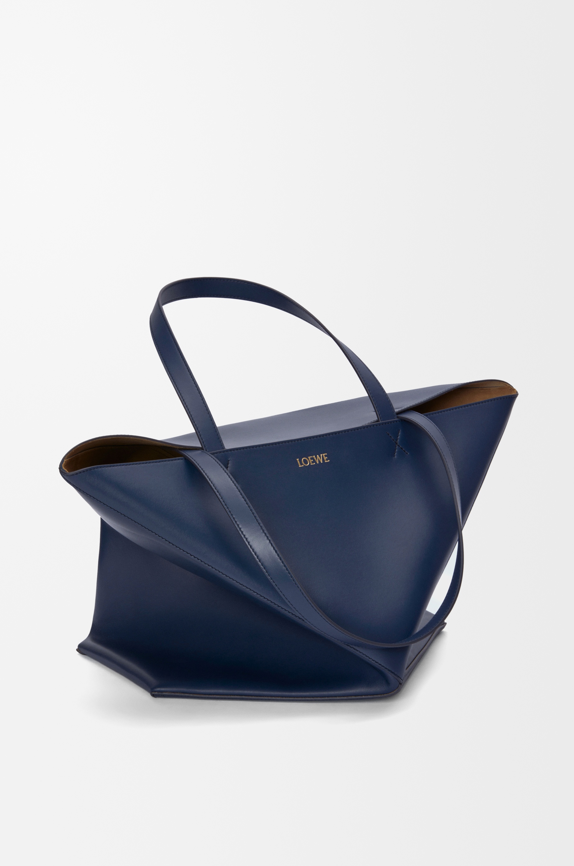 XL Puzzle Fold Tote in shiny calfskin - 3