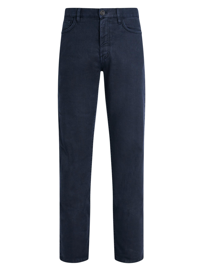 Men's Stretch Cotton and Linen Roccia Jeans - Navy Blue 1
