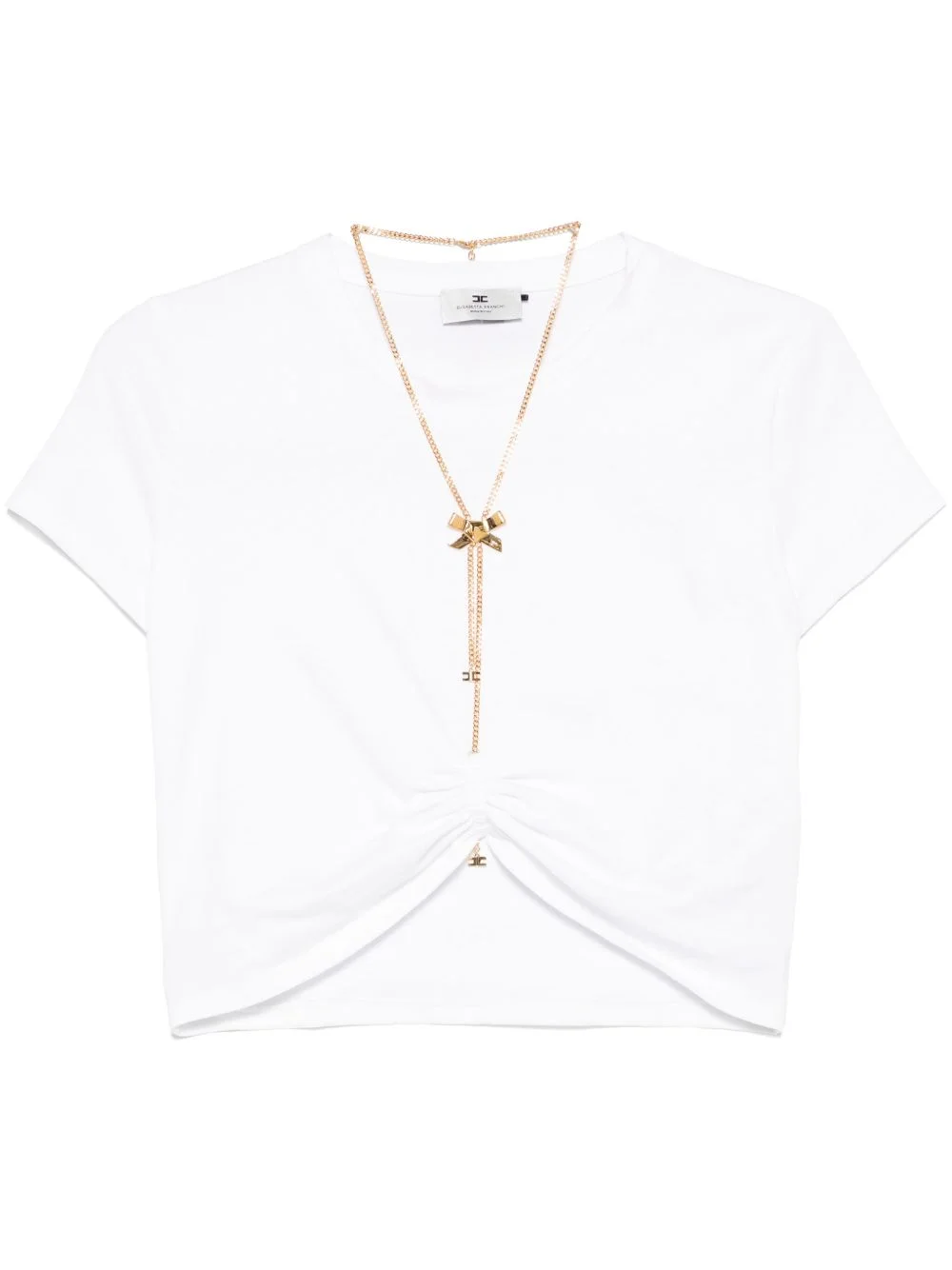 bow-necklace jersey T-shirt - 1