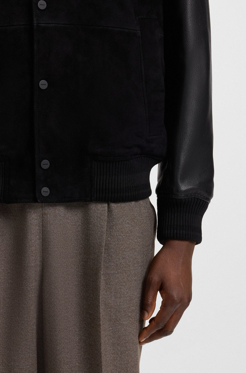 SUEDE BOMBER JACKET WITH GRAINED-LEATHER SLEEVES 6