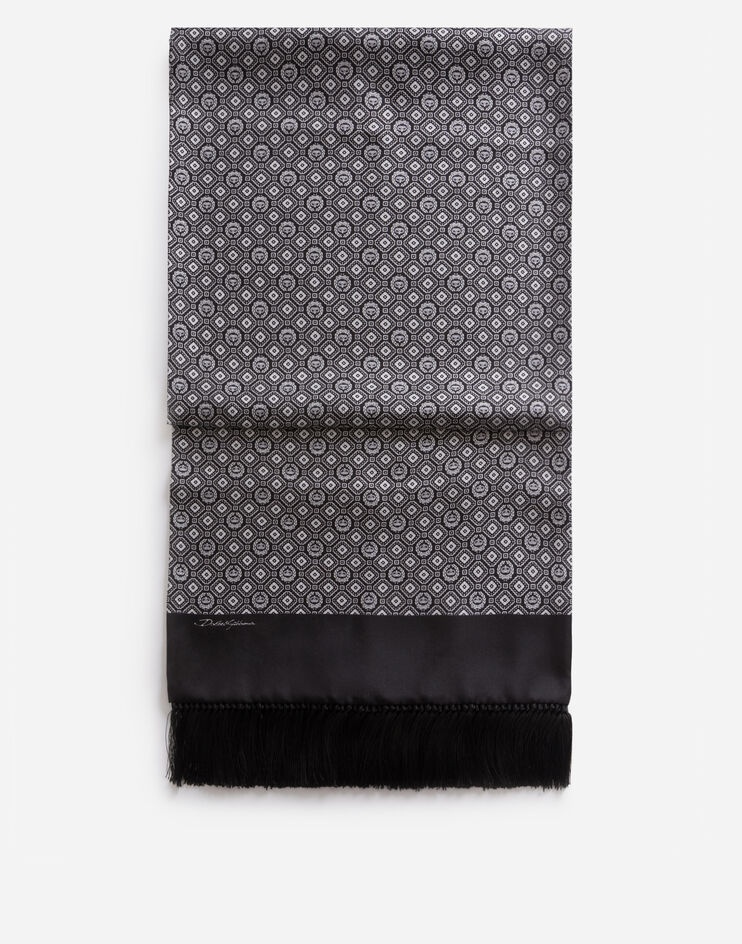 Silk jacquard scarf with fringing - 1