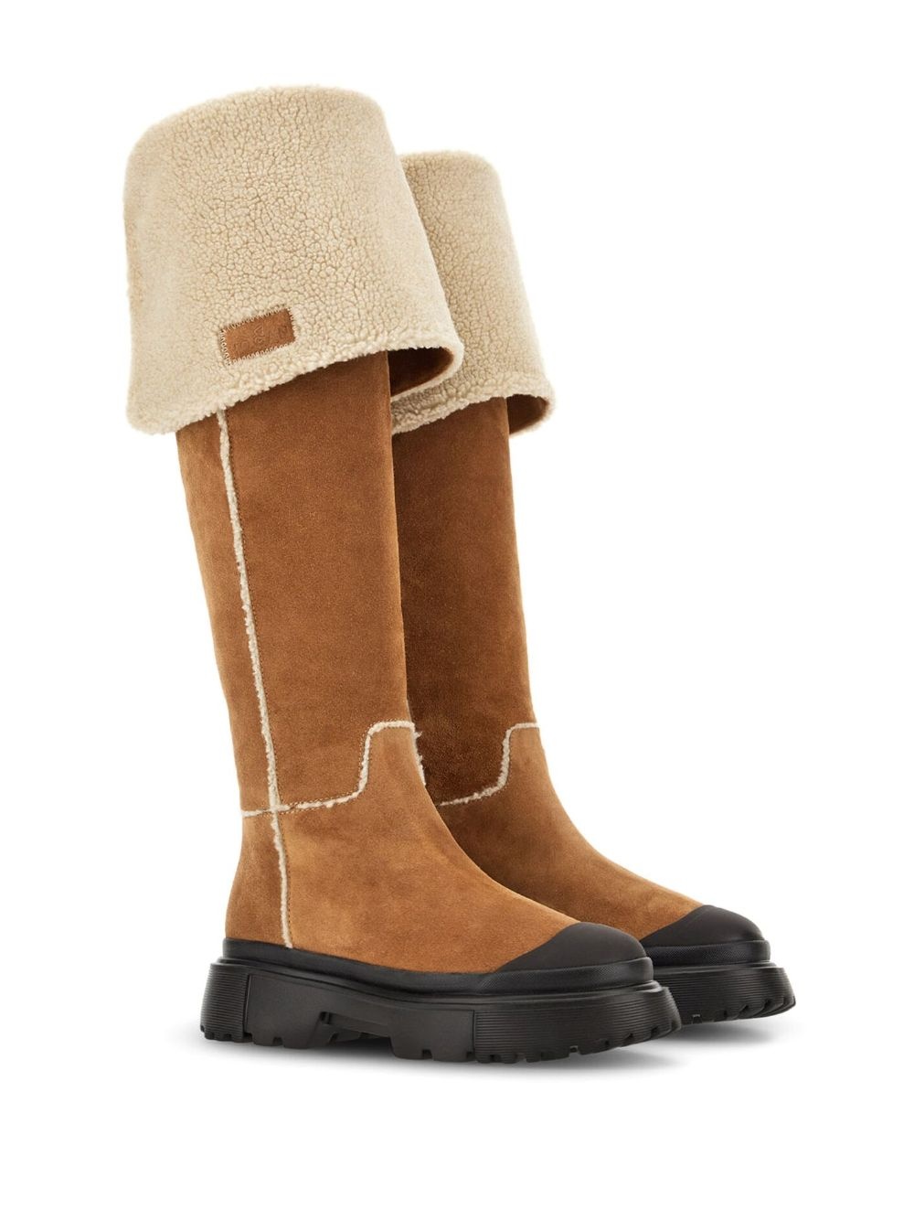 shearling-detailing suede boots - 2