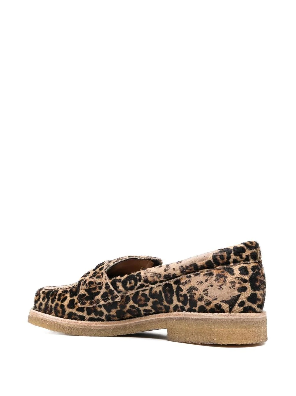 leopard-print round-toe loafers - 3