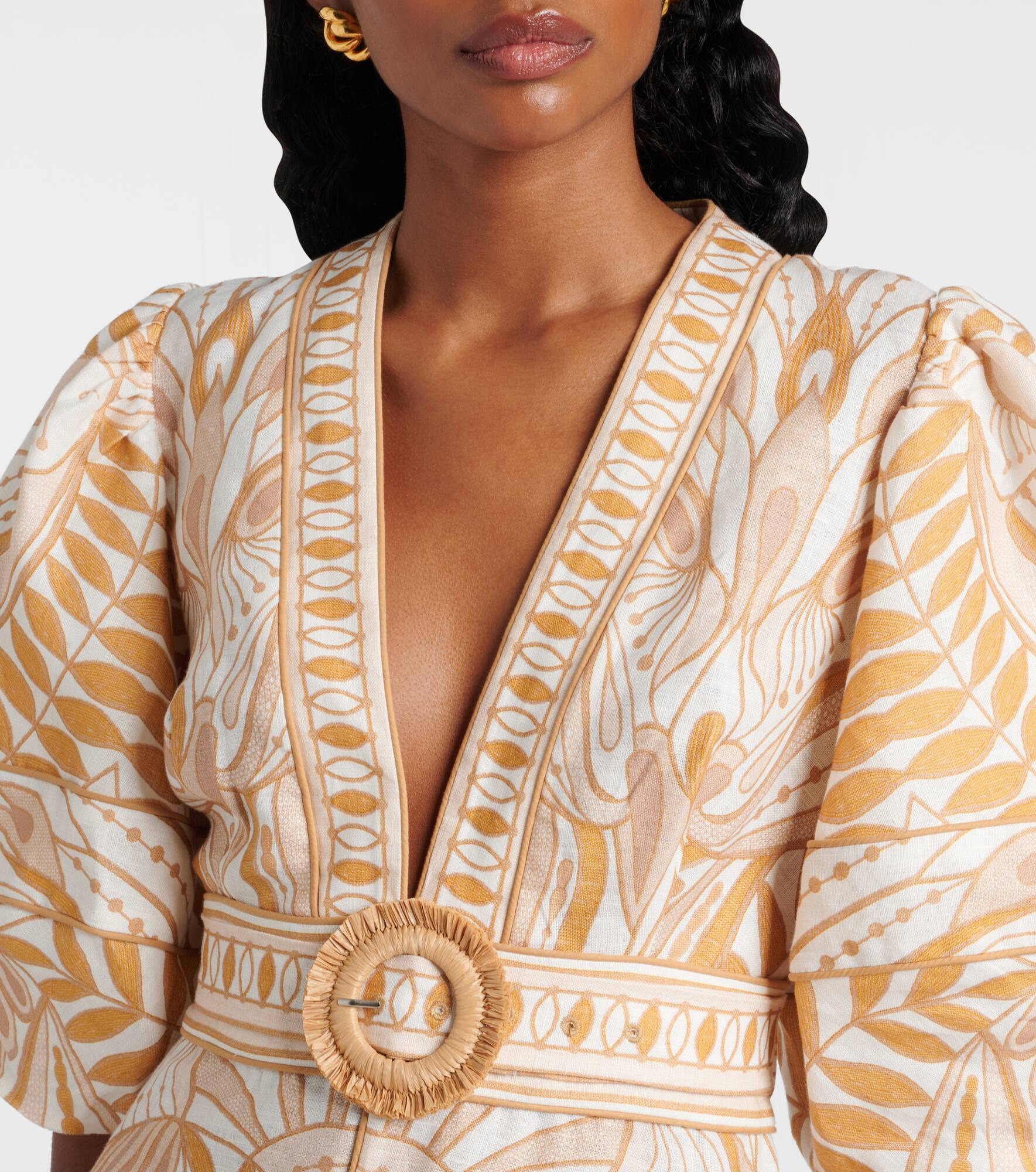 Printed belted linen minidress - 4