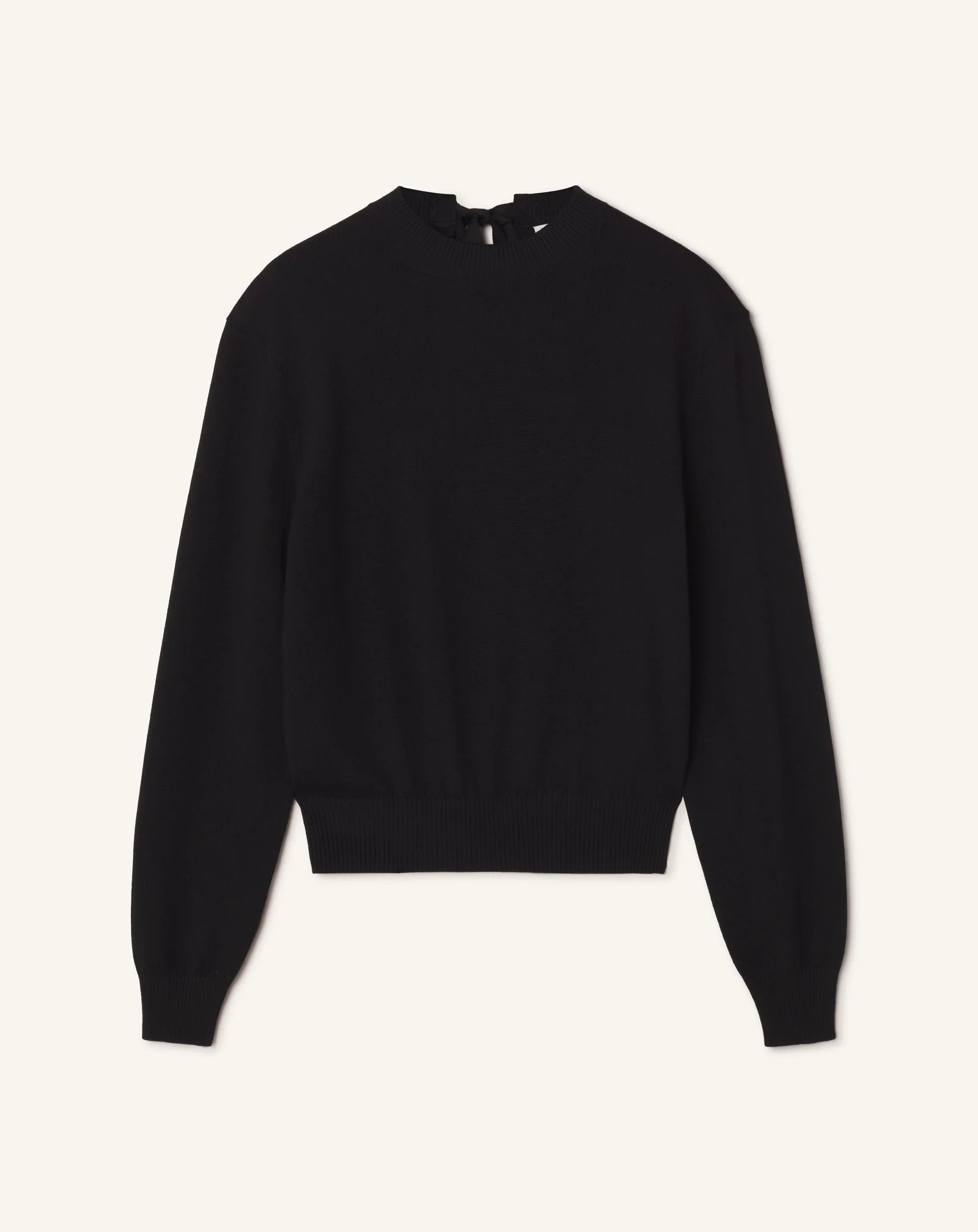 MERINO SWEATER WITH GROSGRAIN DETAIL - 1