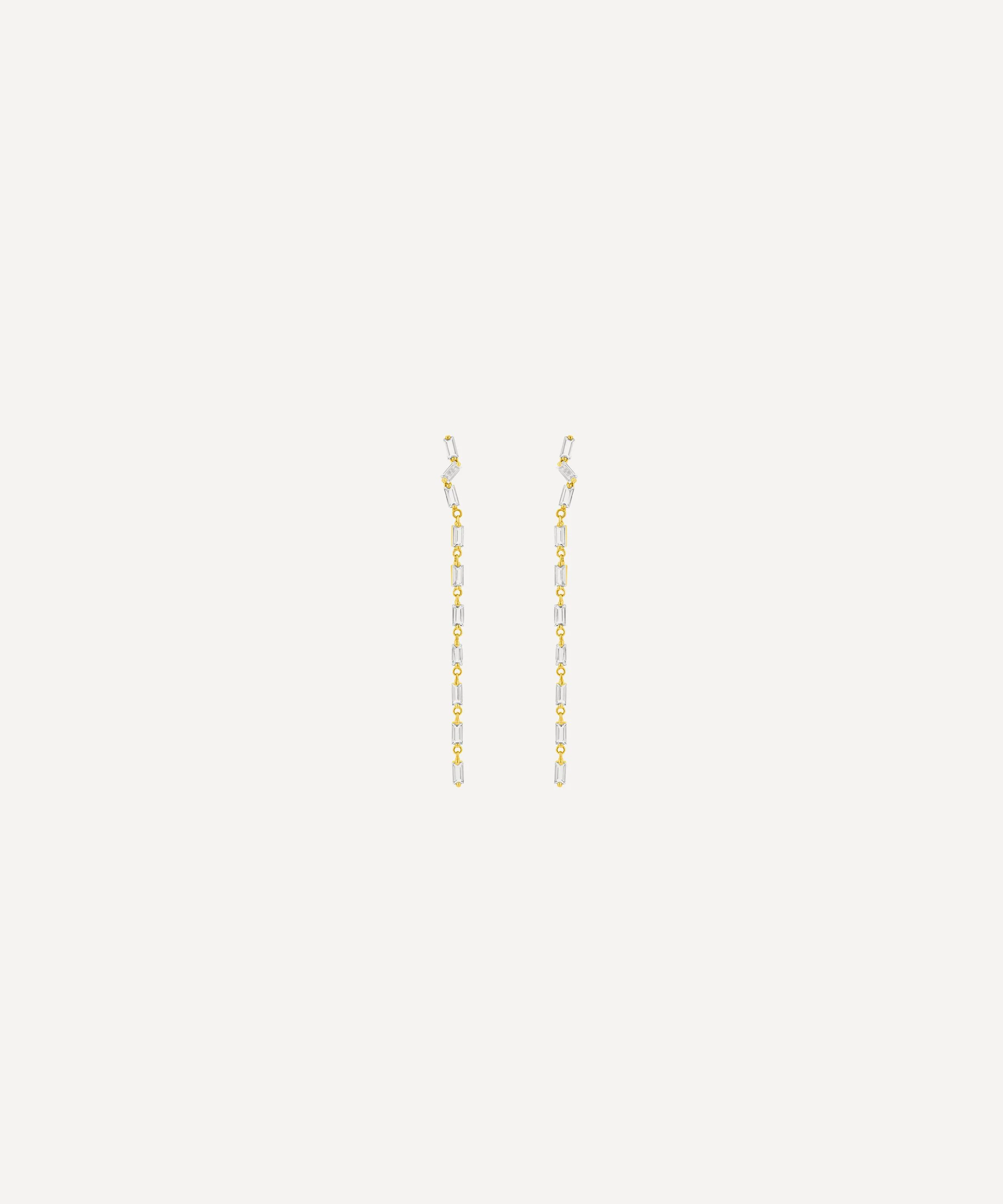 14ct Gold White Topaz Drop Earrings - 1