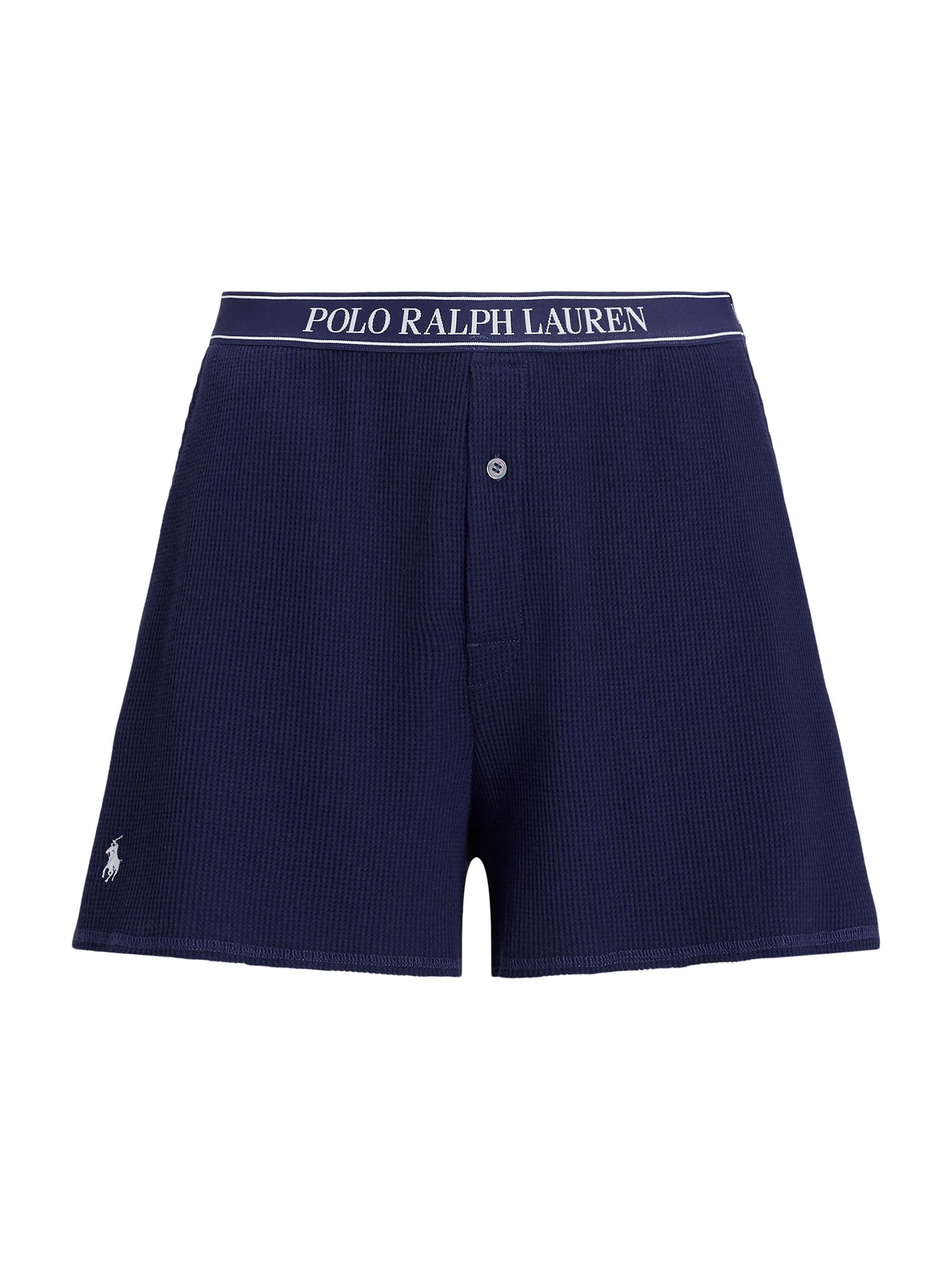 Women's Club Waffle Stretch-Cotton Boxer Shorts - Navy - 1