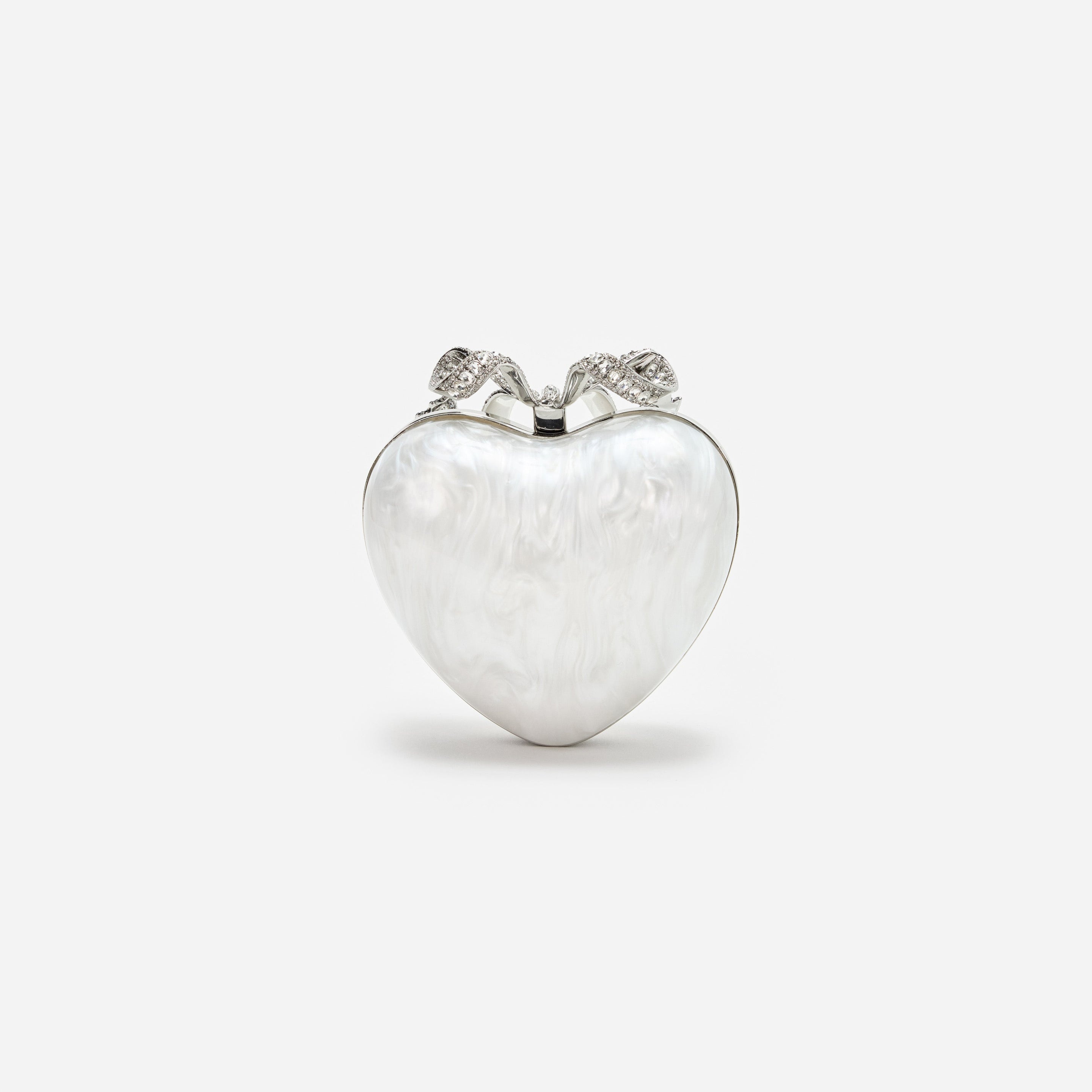 Pearl Top Handle Heart Clutch - 3
