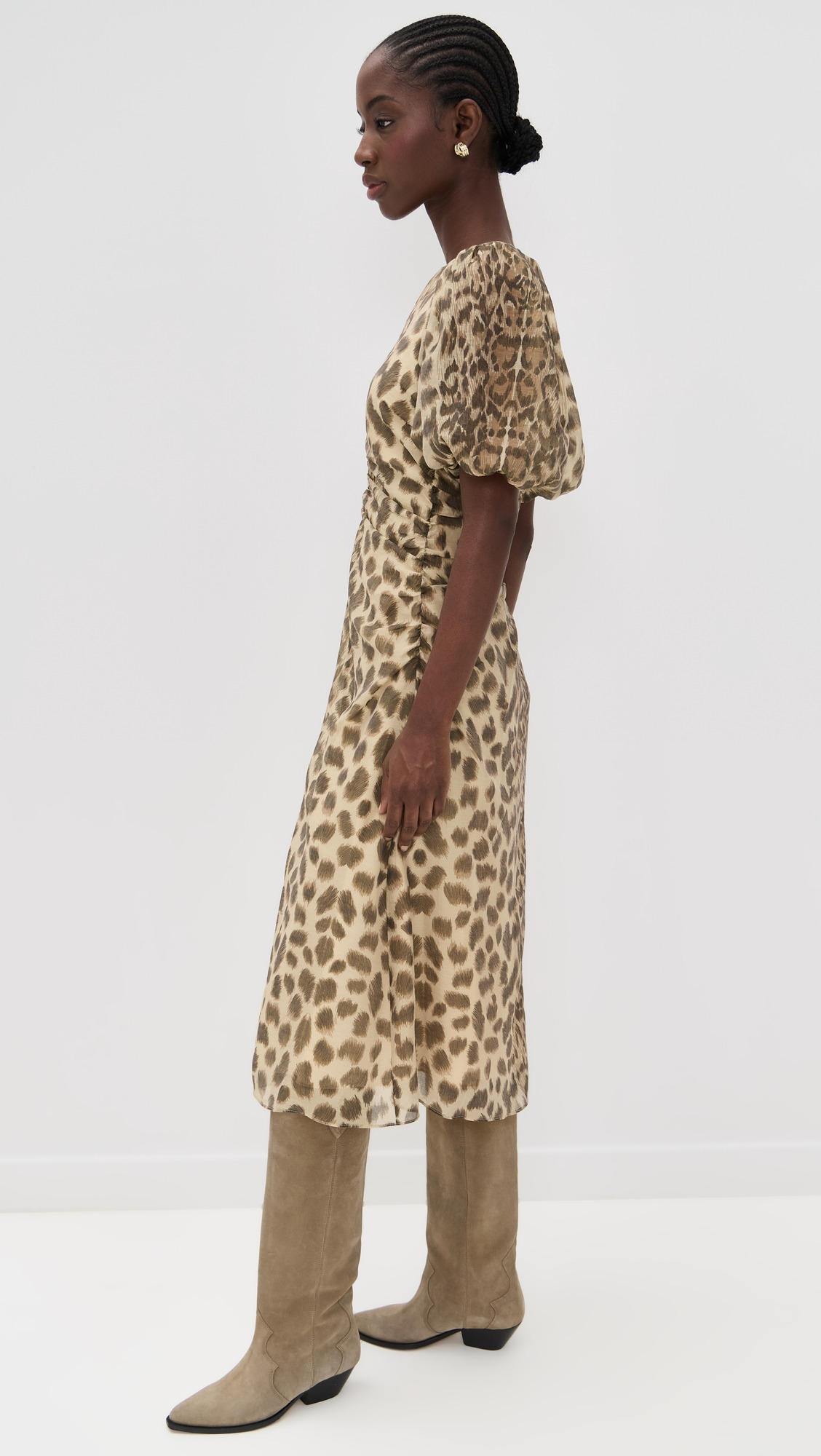 Claude Print Puff Sleeve Midi Dress - 3