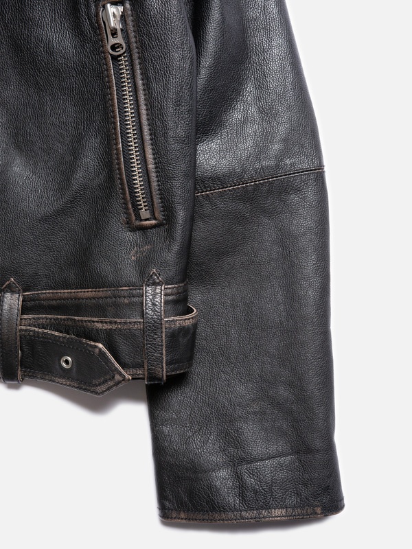 Greta Biker Leather Jacket Black - 7