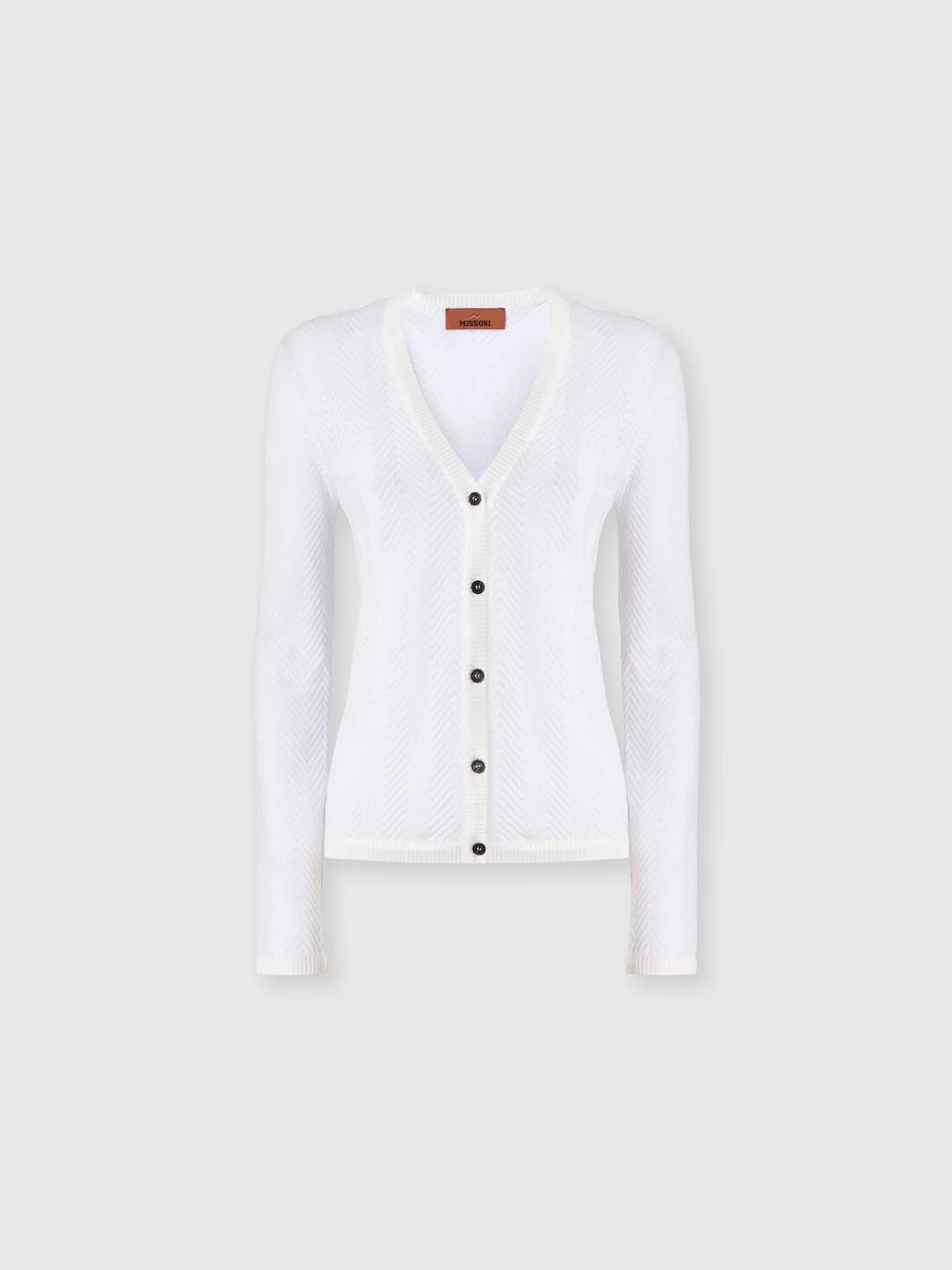 Tone-on-Tone Zigzag Cotton and Viscose Cardigan - 1