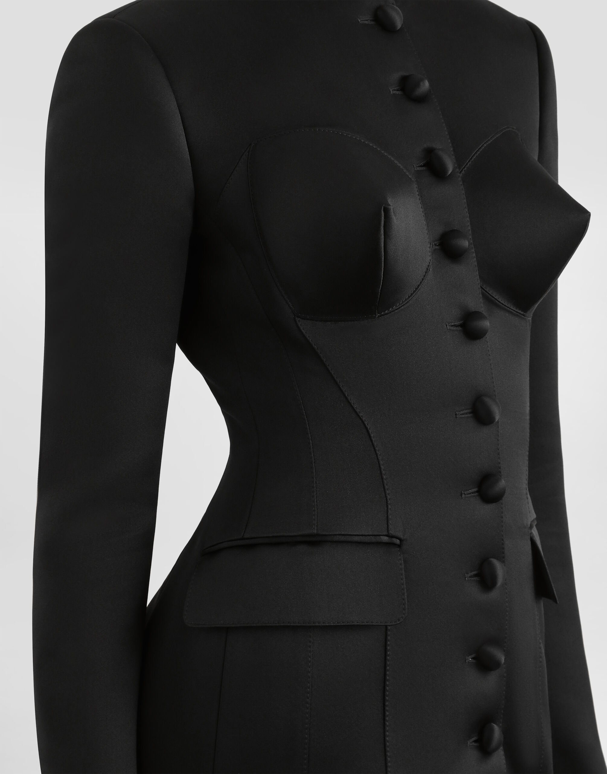 Single-breasted duchess jacket with conical cups - 7