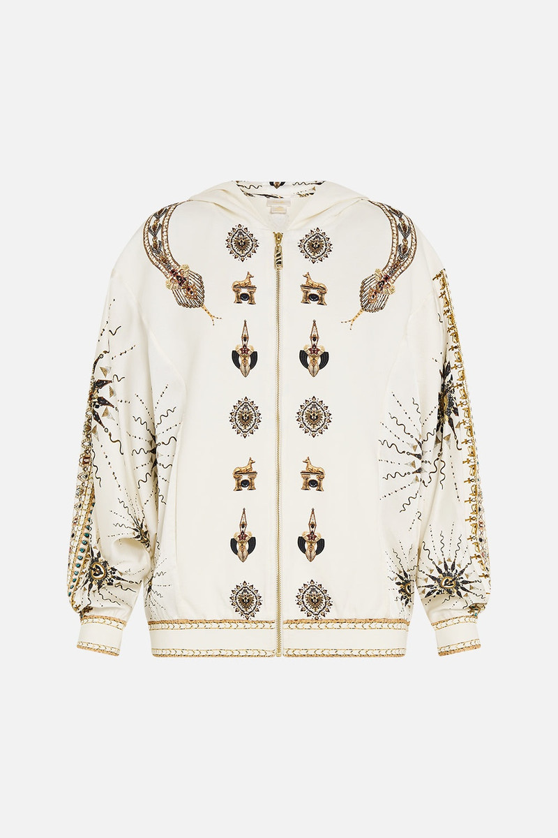 SILK MIX JERSEY ZIP FRONT SWEATER 1