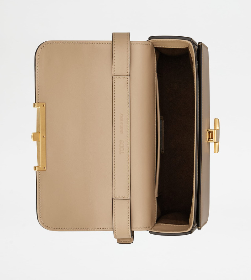 T TIMELESS CROSSBODY BAG IN LEATHER MICRO - BEIGE 4
