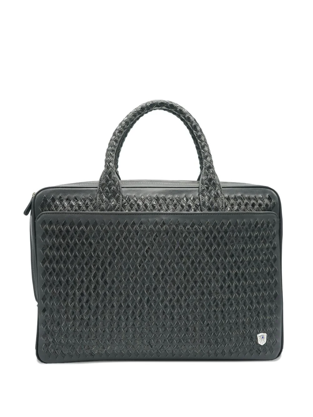 woven leather briefcase bag - 1