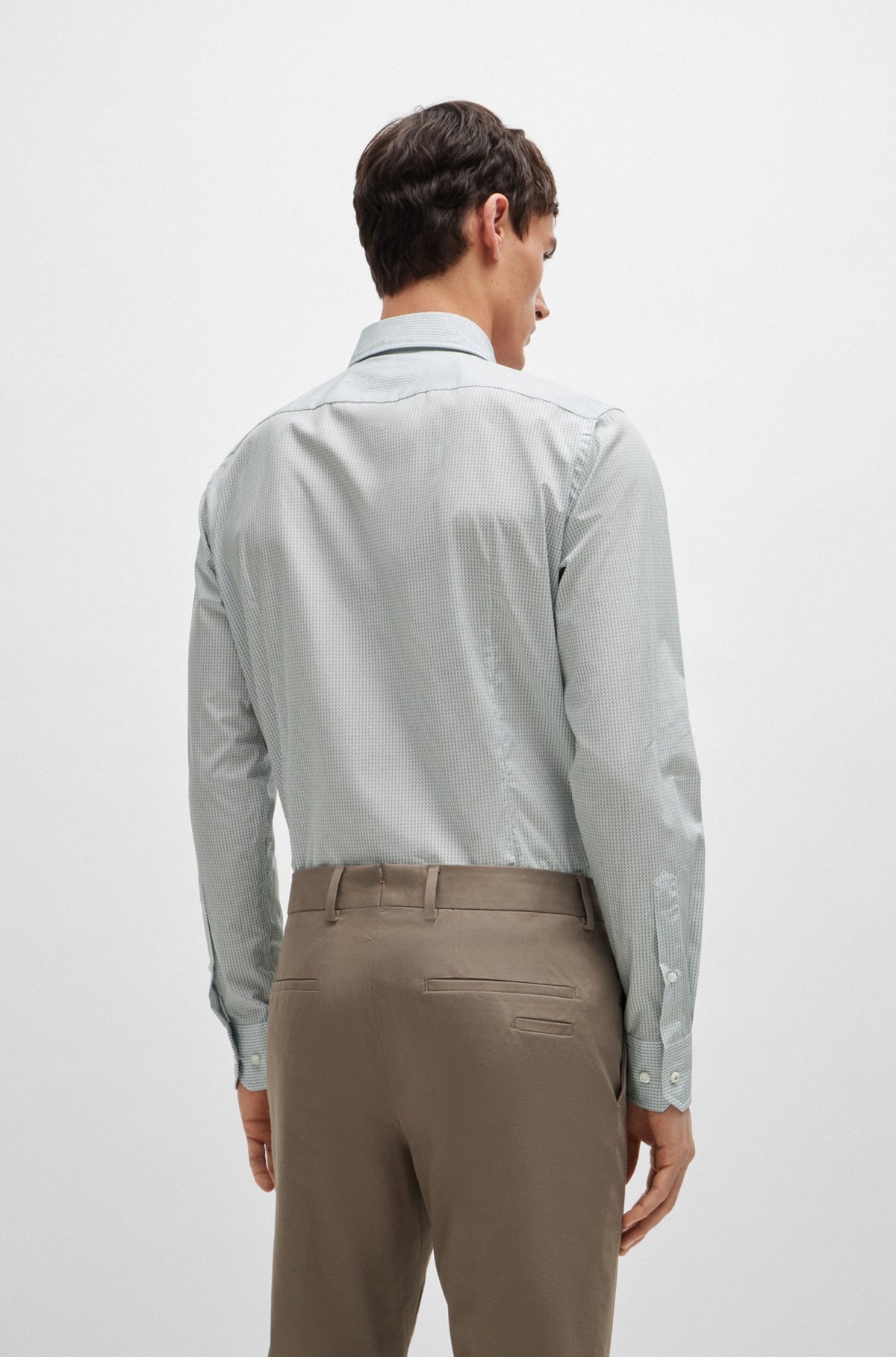 SLIM-FIT SHIRT IN PRINTED COTTON WITH KENT COLLAR - 5