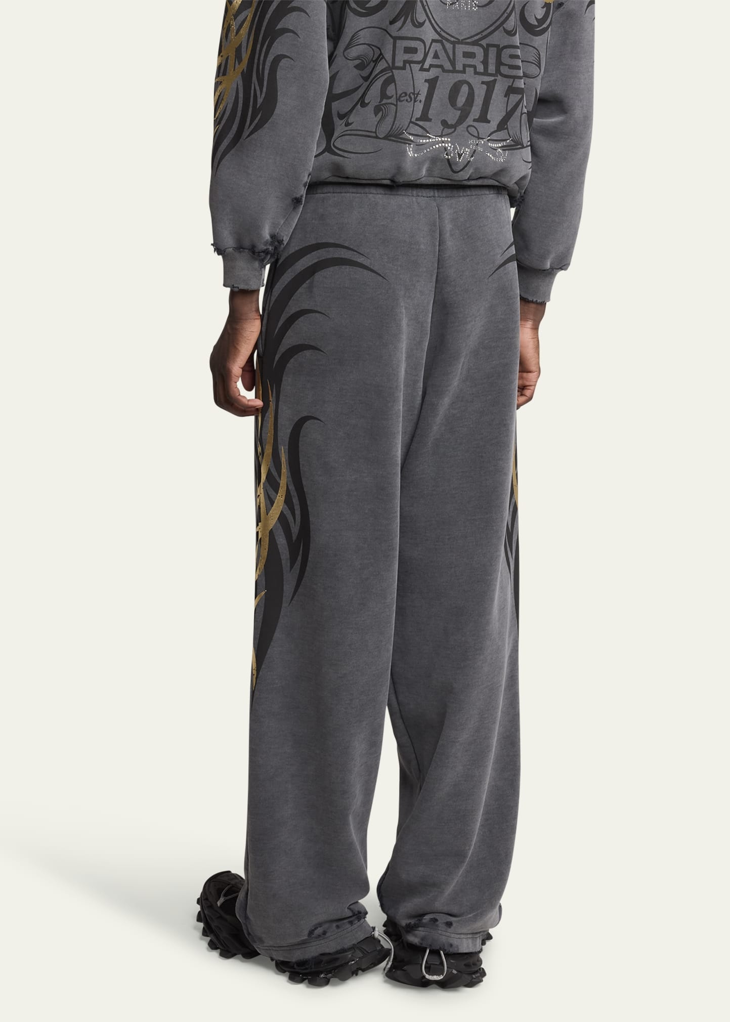 Men's Terry Metallic Tattoo Flare Sweatpants - 3