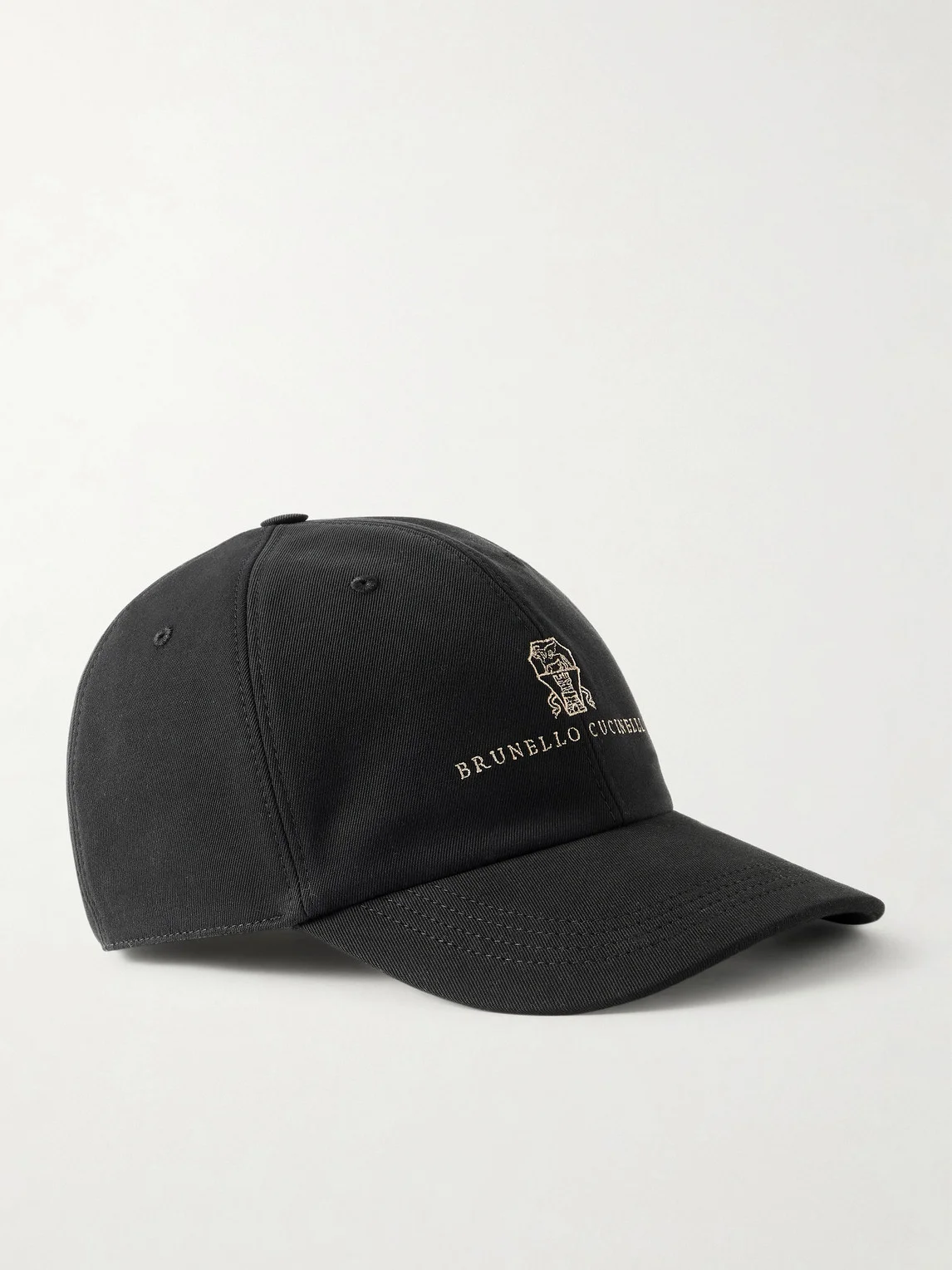 Logo-Embroidered Leather-Trimmed Cotton-Twill Baseball Cap - 1