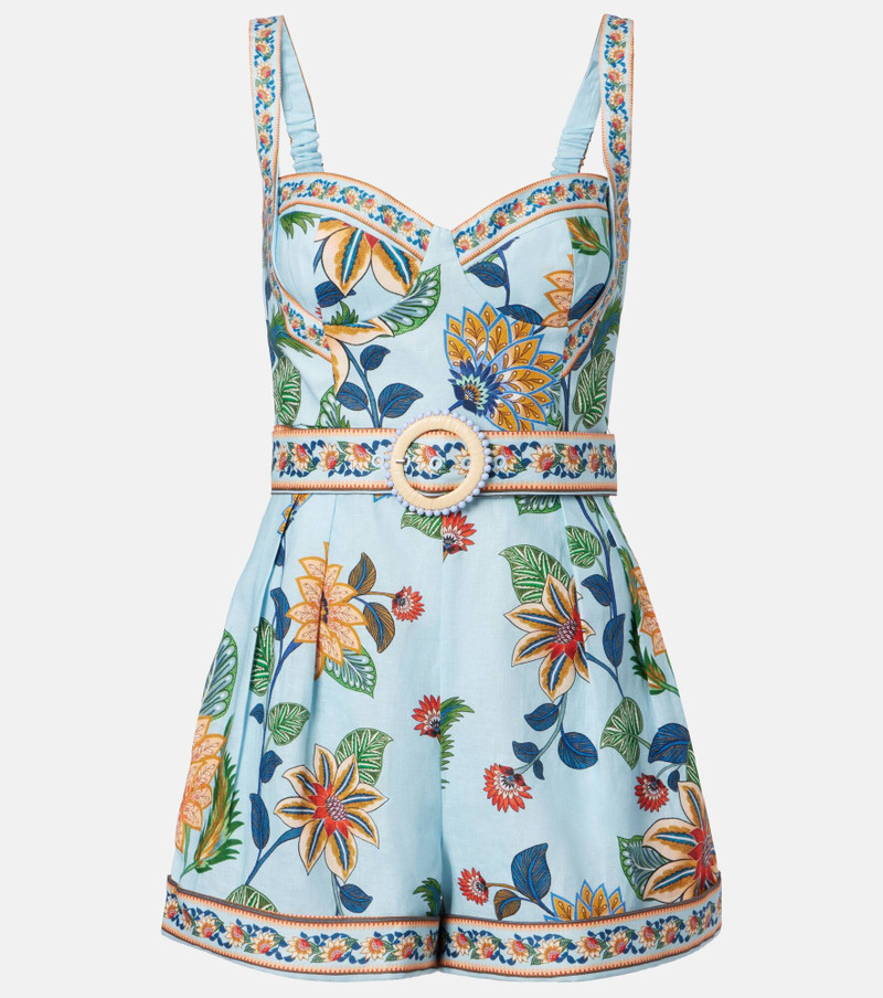 Delhi floral belted linen romper 1