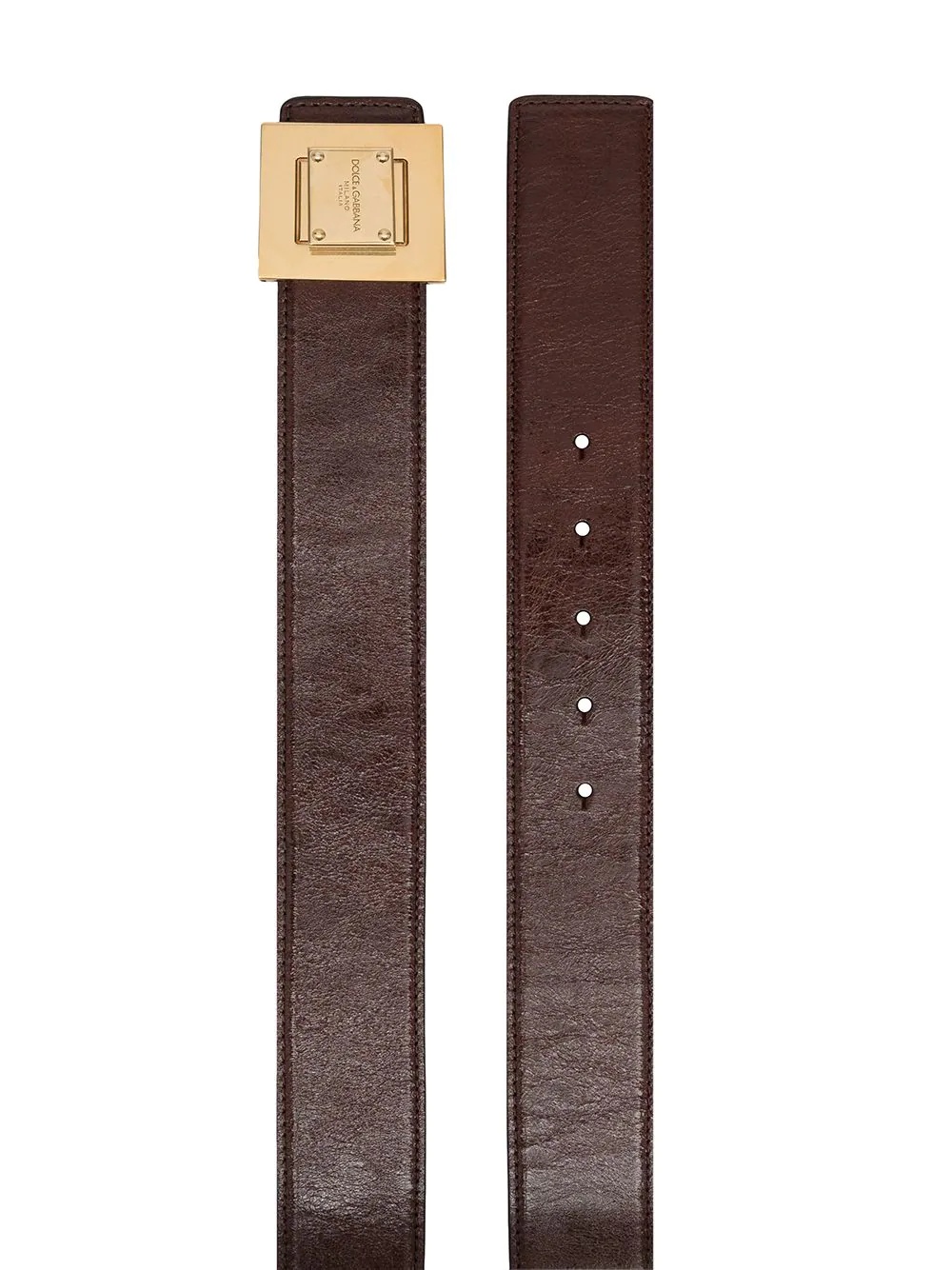 engraved-logo leather buckle belt - 2