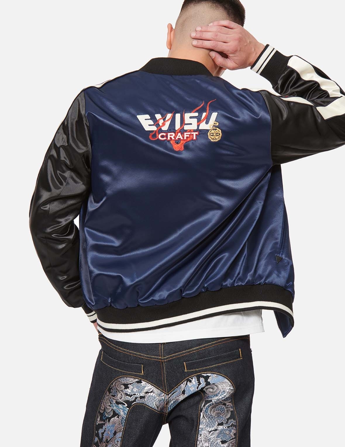 DRAGON EMBROIDERY SATIN PADDED SOUVENIR JACKET - 4
