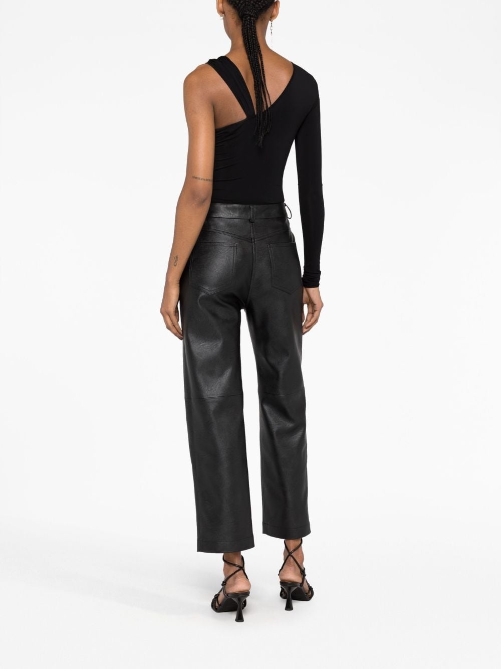 faux-leather straight-leg trousers - 6