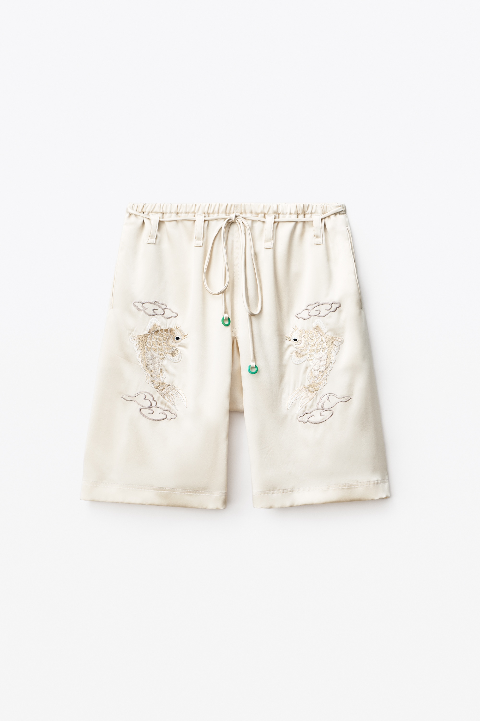 KOI EMBROIDERY SHORT IN SILK CHARMEUSE - 1