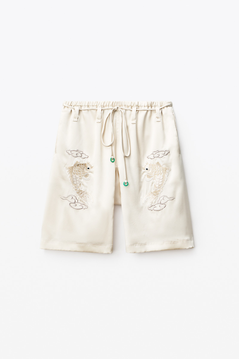 KOI EMBROIDERY SHORT IN SILK CHARMEUSE 1