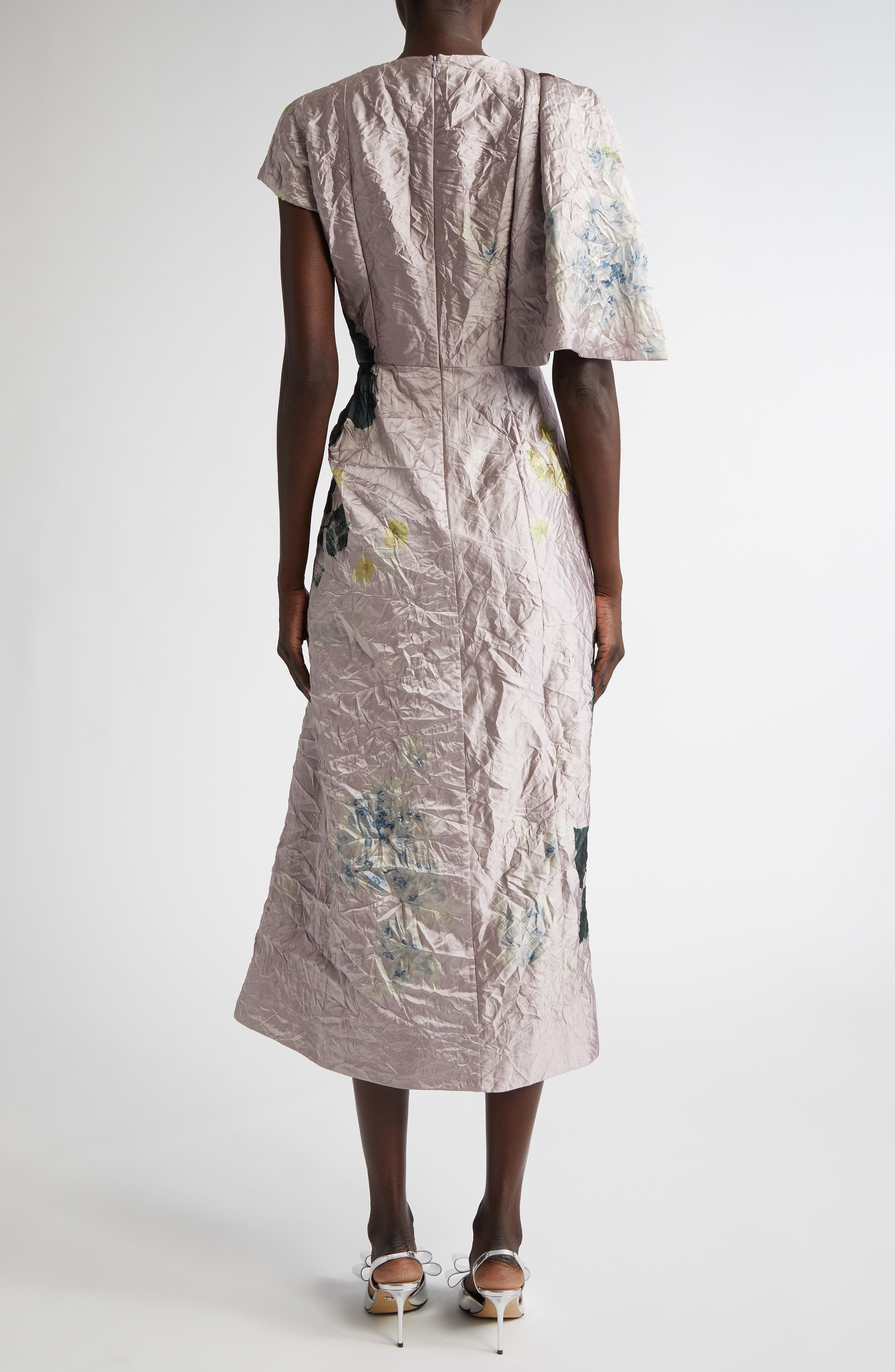 Erdem Floral Print Asymmetric Drape Satin Dress in Margot Floral Lilac at Nordstrom - 2