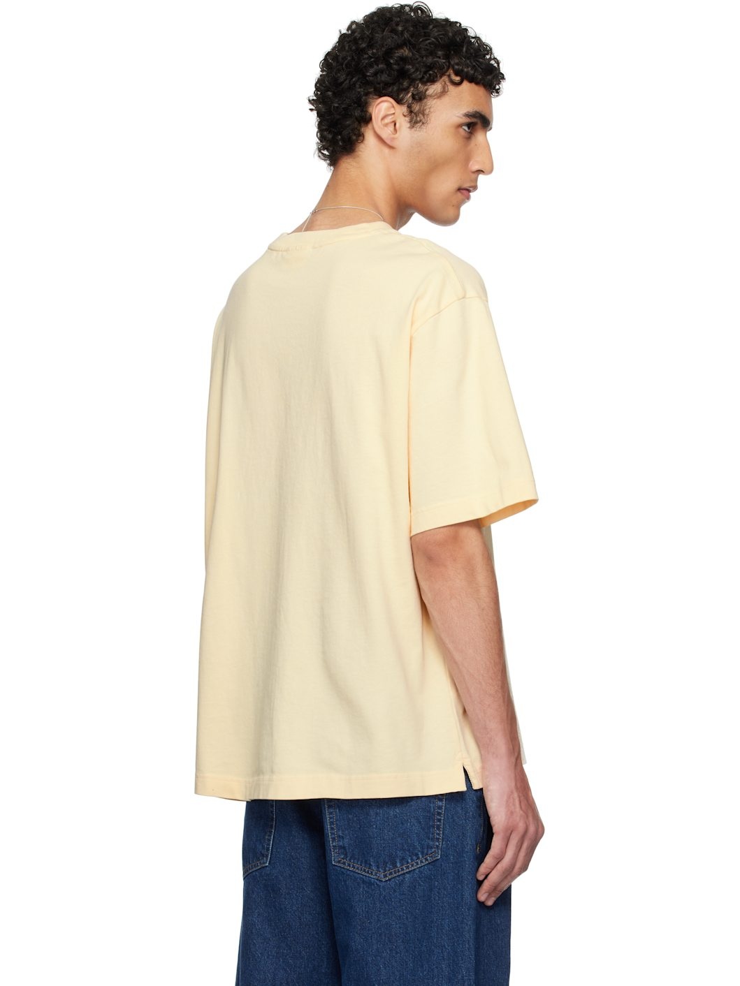 Beige '' Handwriting Embroidery Oversize T-shirt - 3