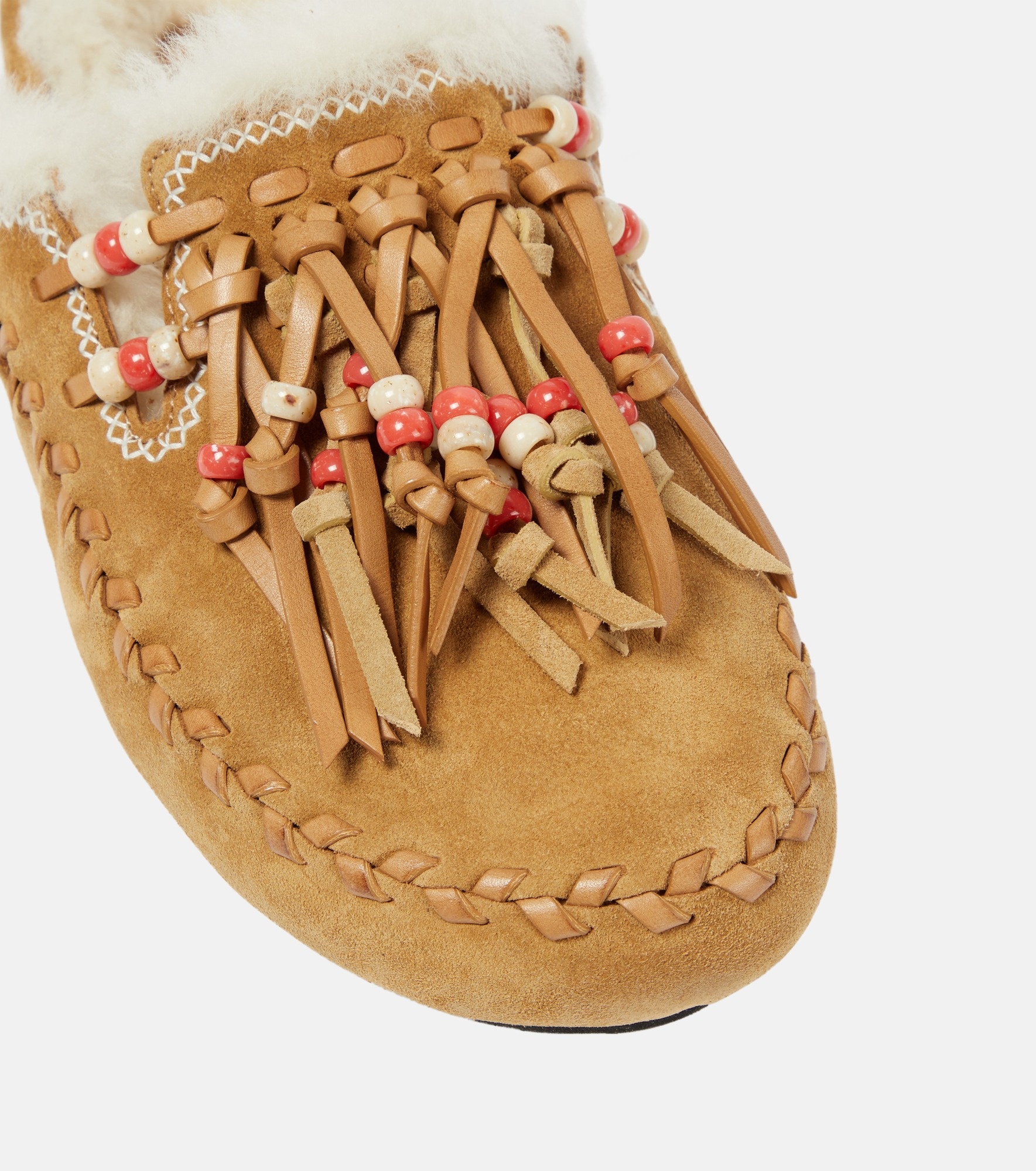 Journey faux fur-trimmed suede mules - 6
