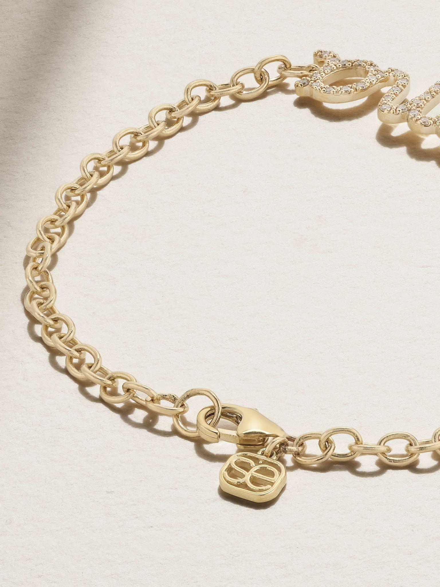 Large Mama Script 14-karat gold diamond bracelet Gold - 3